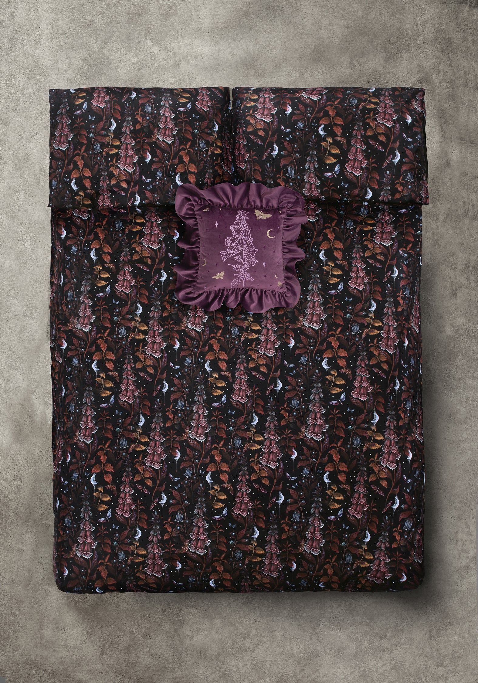 Foxglove Embroidered Velour Ruffle Cushion - Image 6