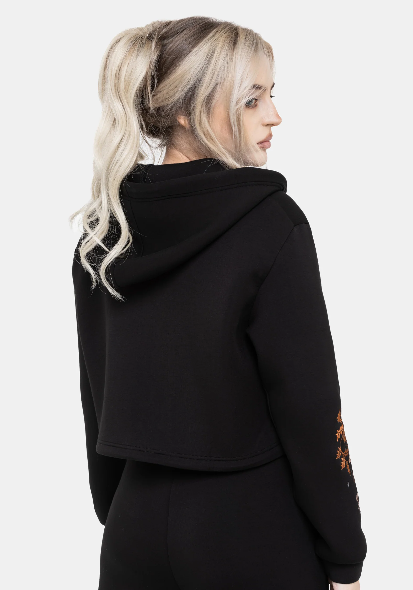 Foxglove Embroidered Zip Up Cropped Hoodie - Image 3