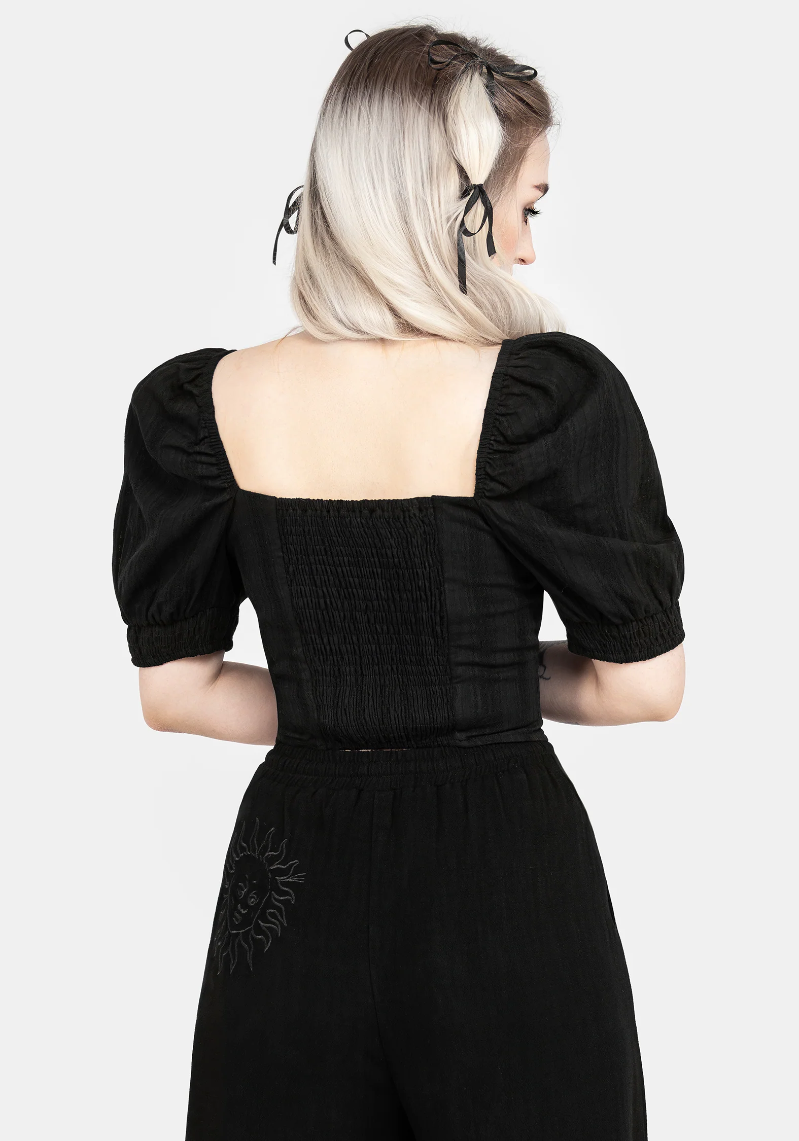 Gorse Cotton Puff Sleeve Blouse Top - Image 3