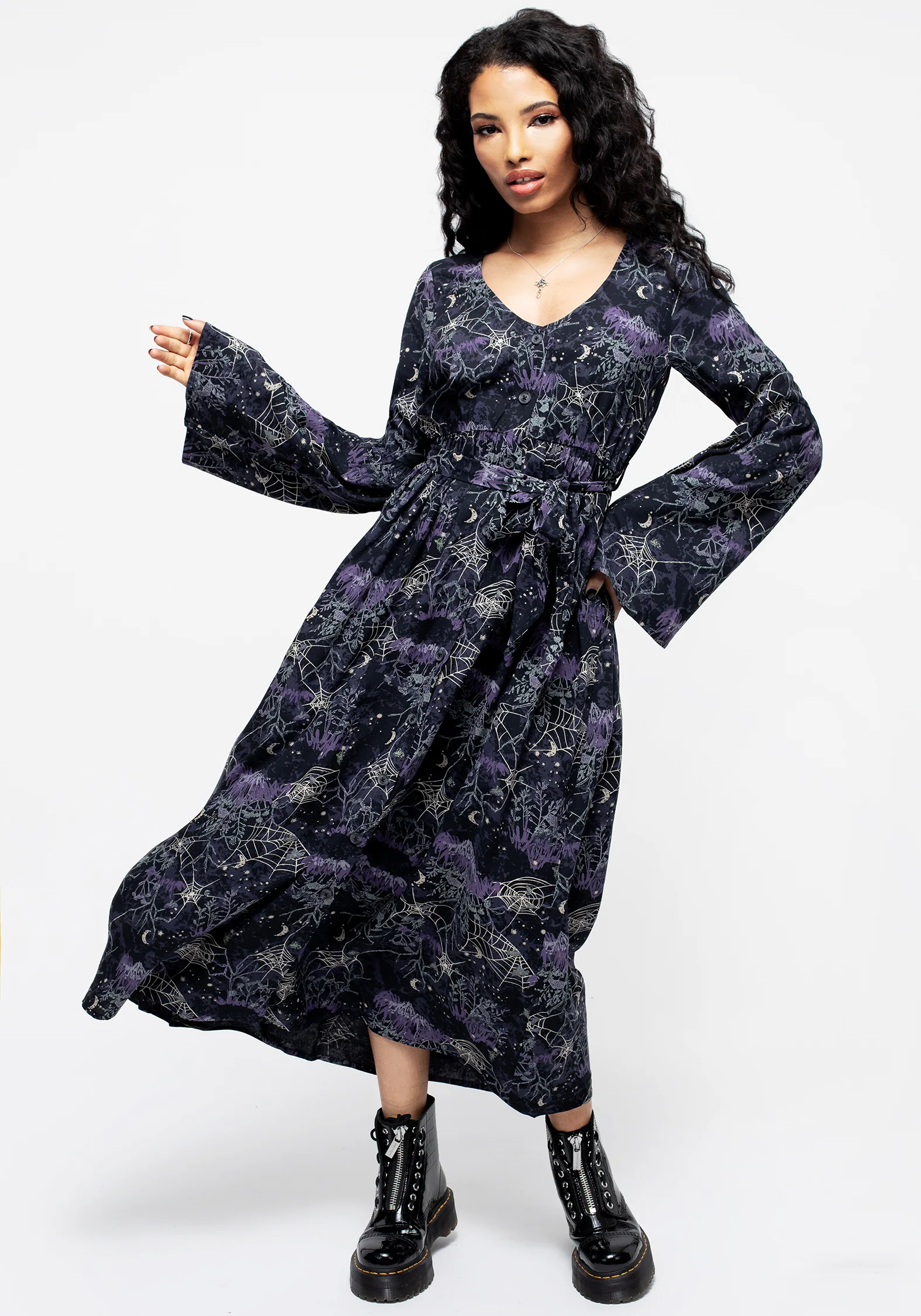 Hawthorn Flute Sleeve Belted Midaxi Dress - Image 4