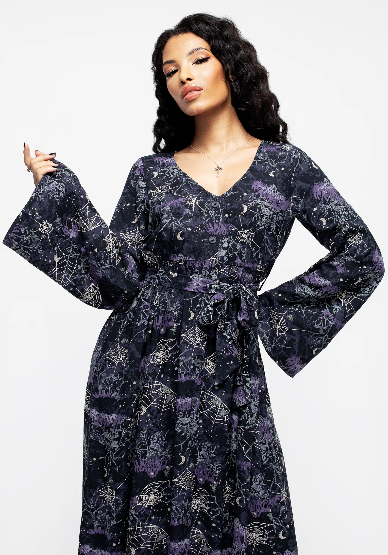 Hawthorn Flute Sleeve Belted Midaxi Dress - Image 5
