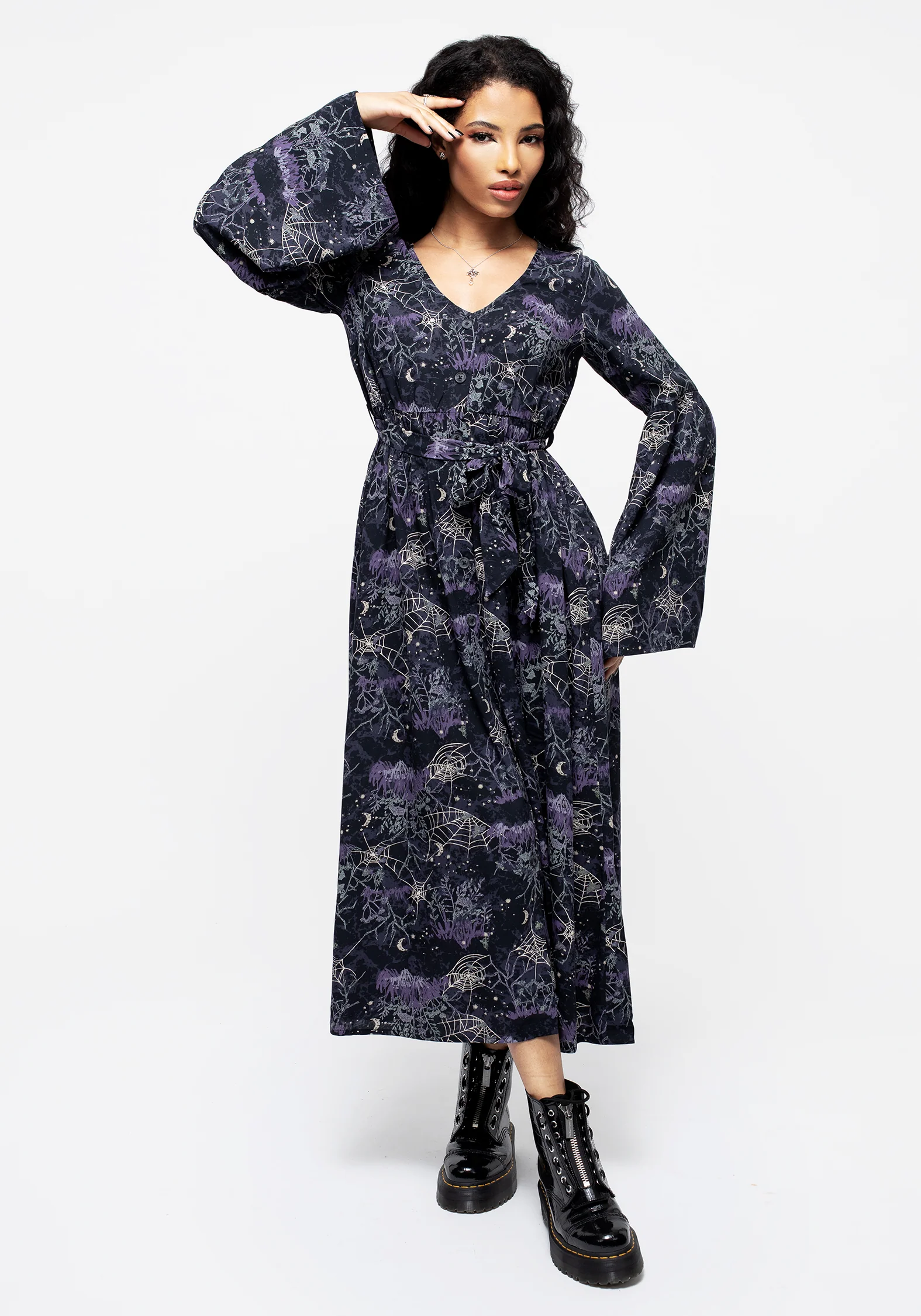 Hawthorn Flute Sleeve Belted Midaxi Dress - Image 6