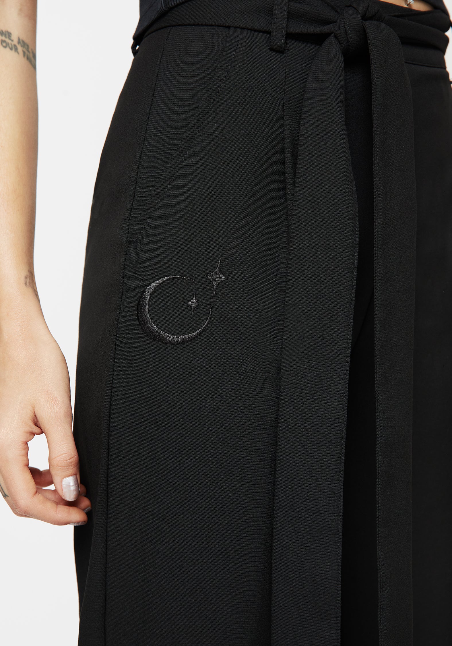 Hester Embroidered Tapered Trousers - Black - Image 2