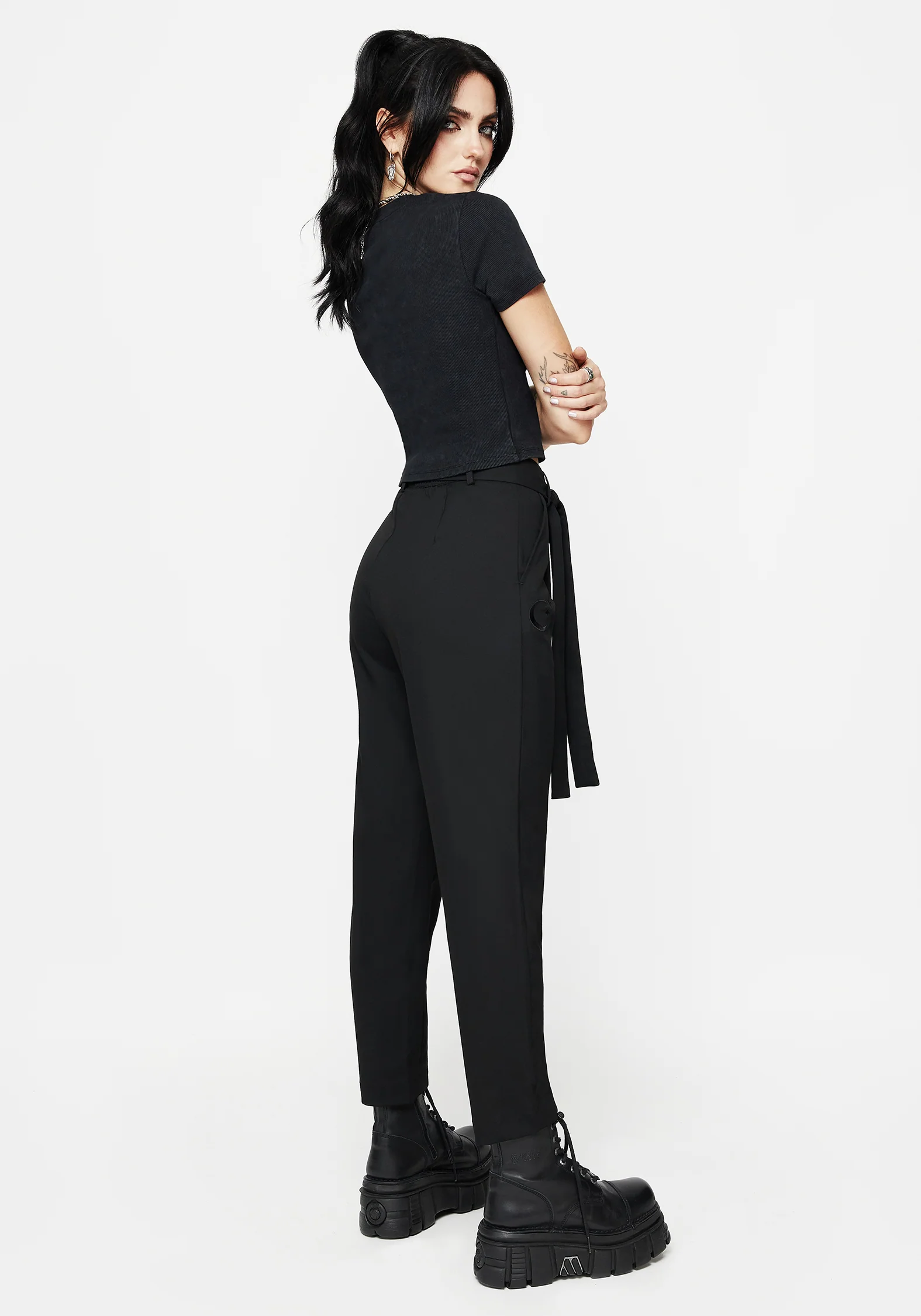 Hester Embroidered Tapered Trousers - Black - Image 3