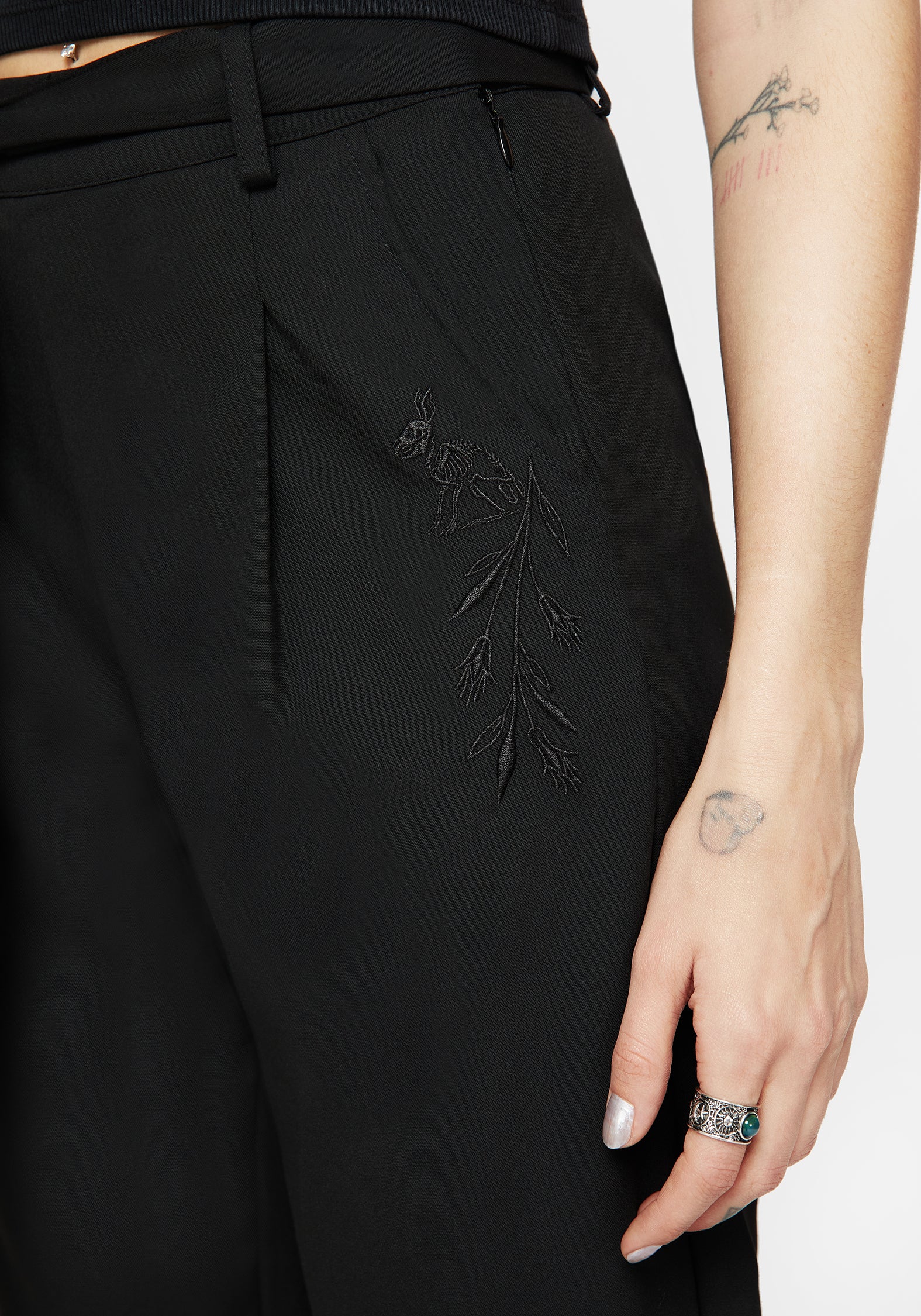 Hester Embroidered Tapered Trousers - Black - Image 6