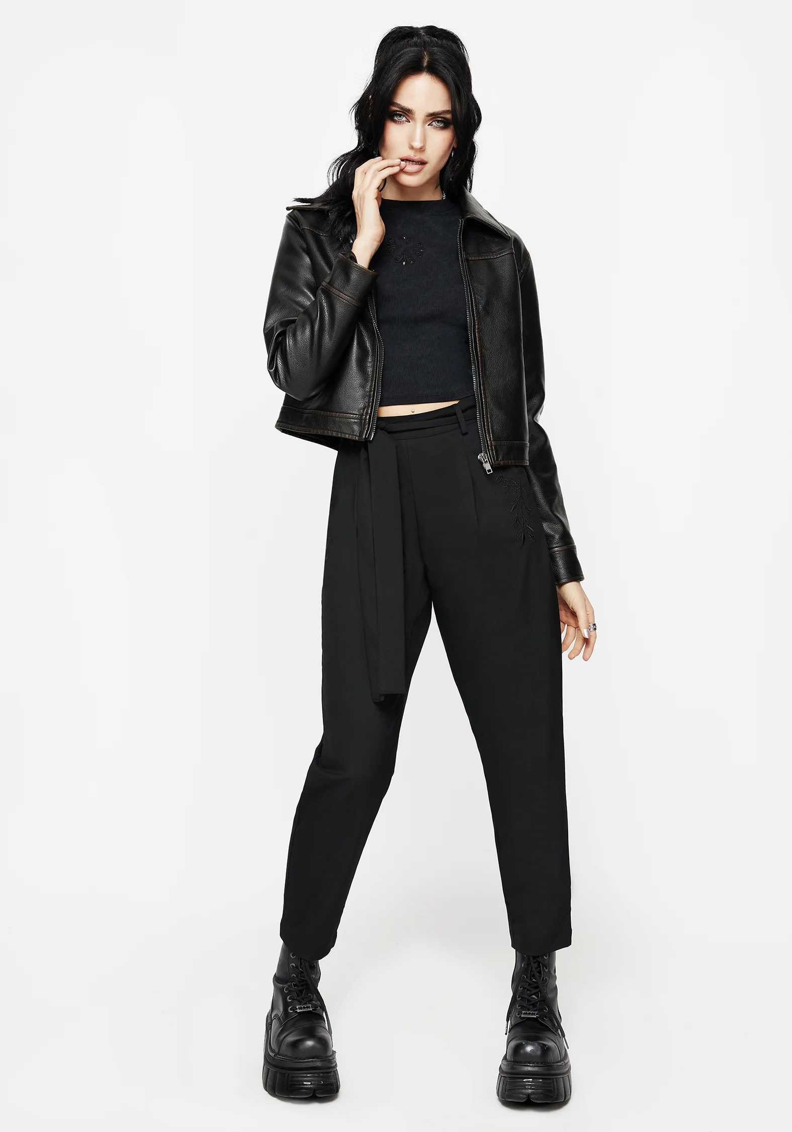 Hester Embroidered Tapered Trousers - Black - Image 8