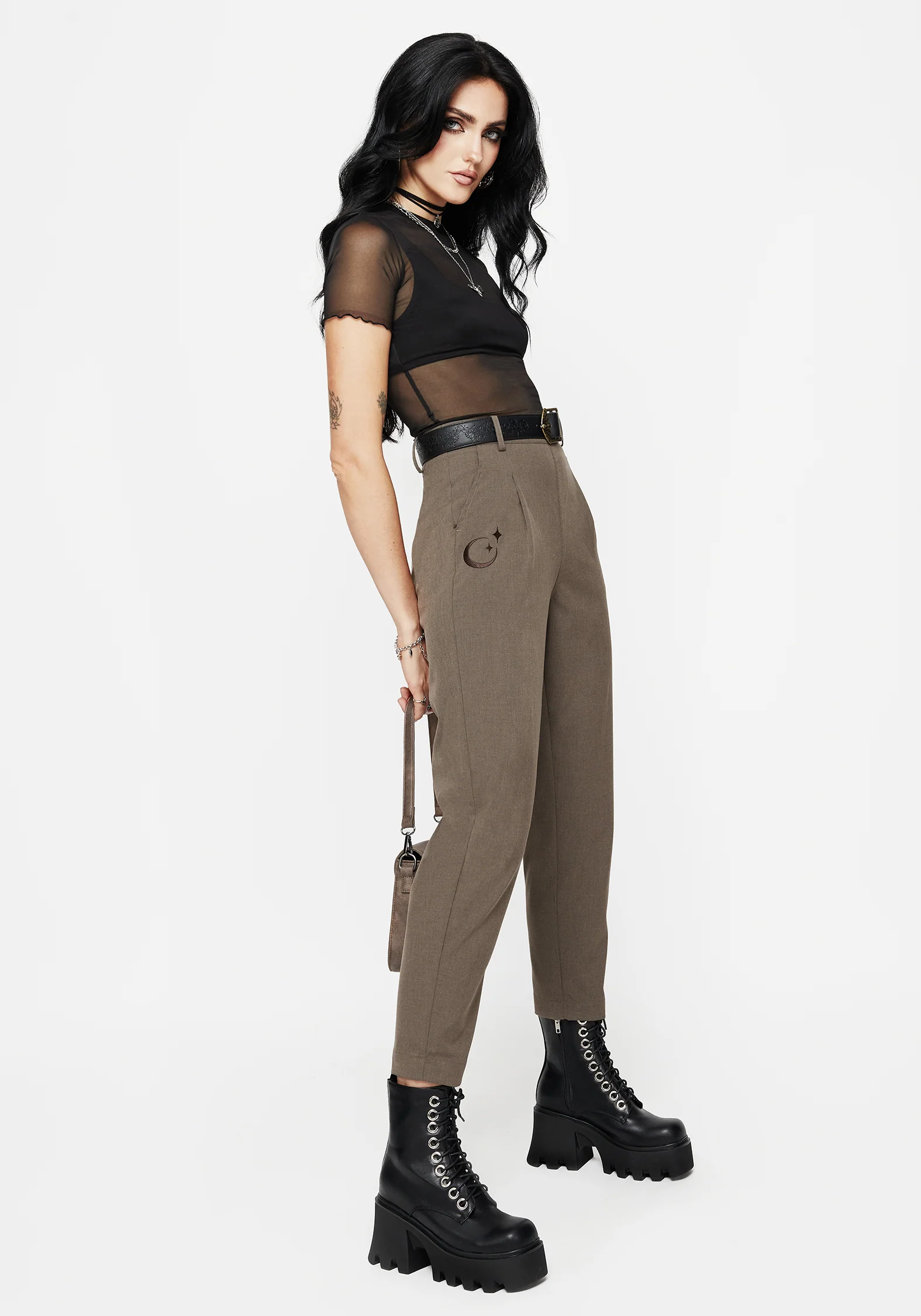 Hester Embroidered Tapered Trousers - Brown - Image 7