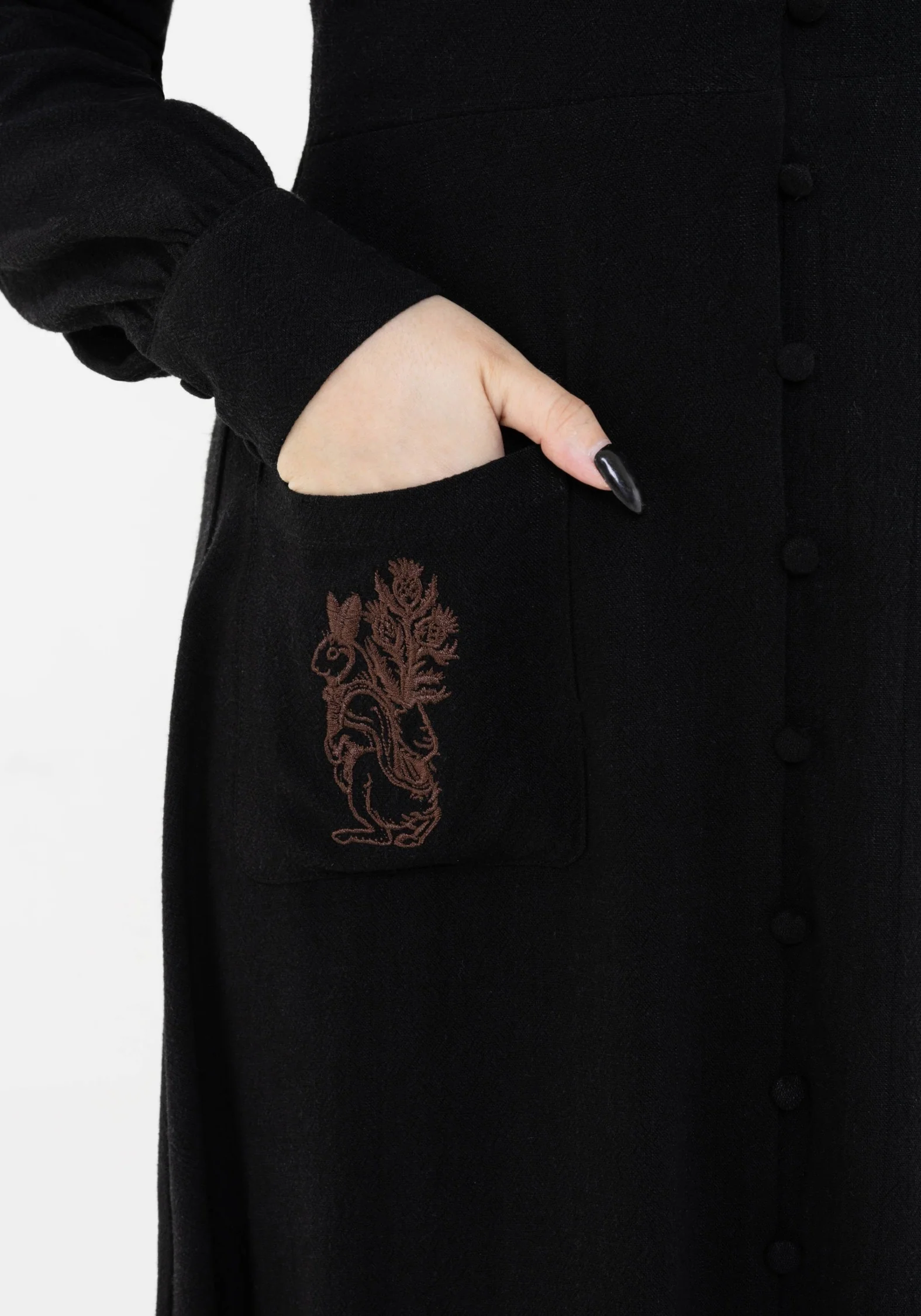 Hexborn Linen-Blend Baba Yaga Embroidered Midi Dress - Image 7