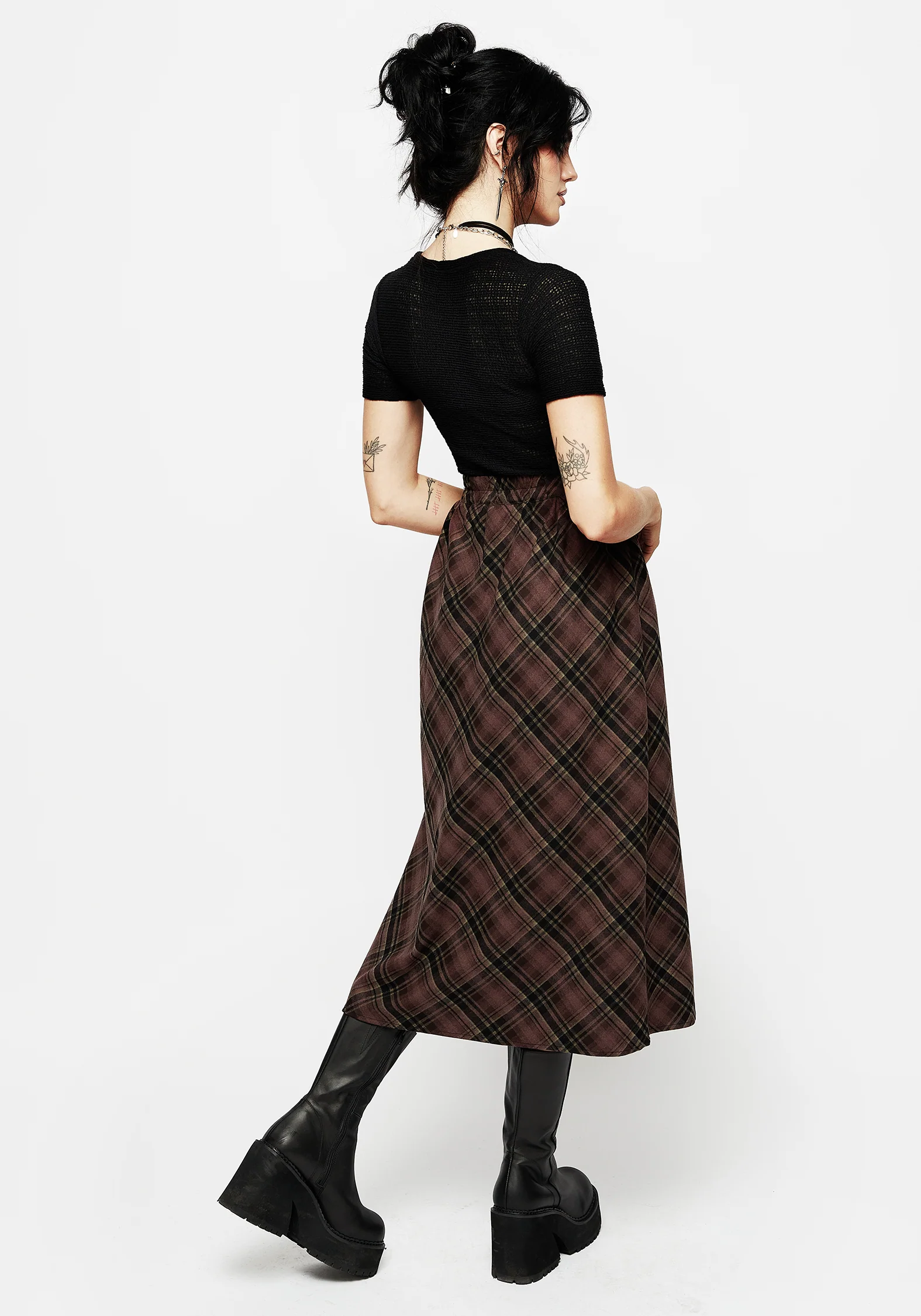 Hickory Check Midi Skirt - Image 3