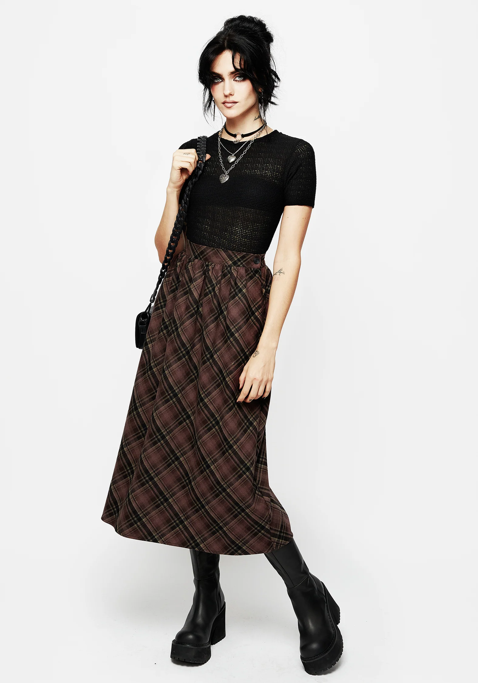 Hickory Check Midi Skirt - Image 4