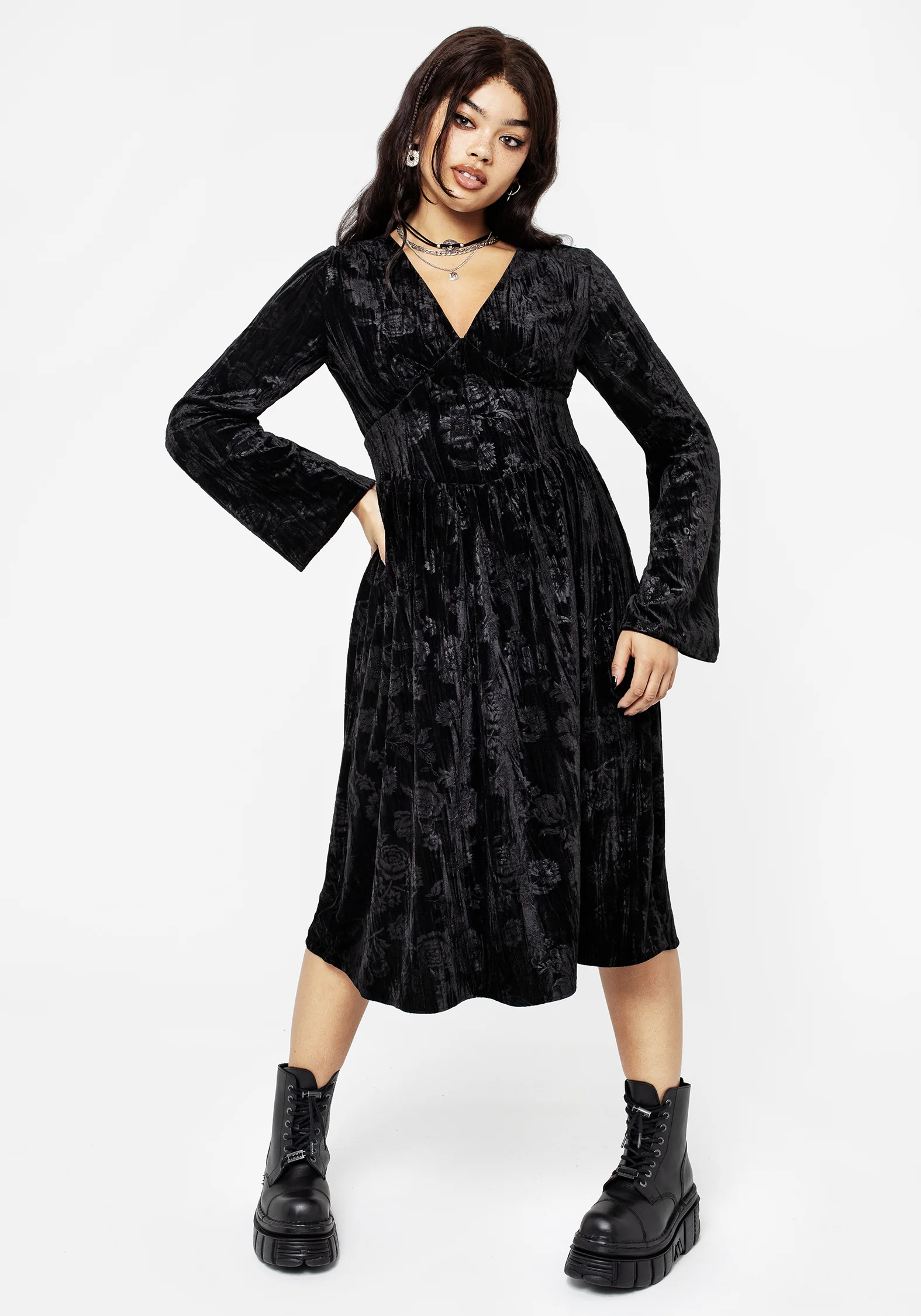 Invocation Flared Sleeve Midi Dress - Image 4