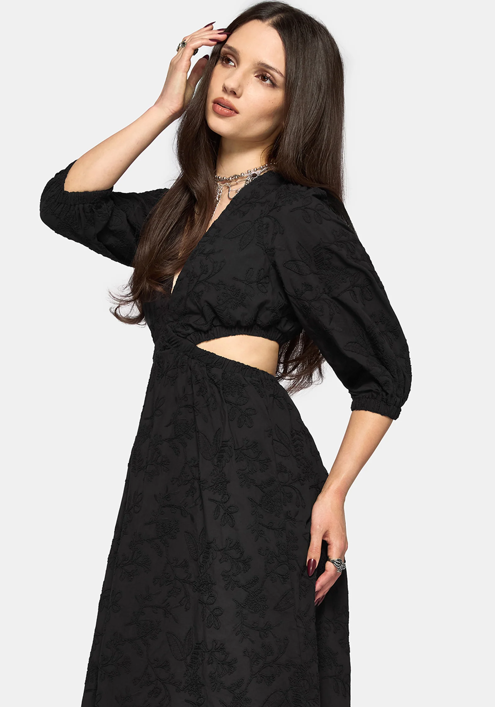 Lila Broderie Cut Out Maxi Dress - Image 2