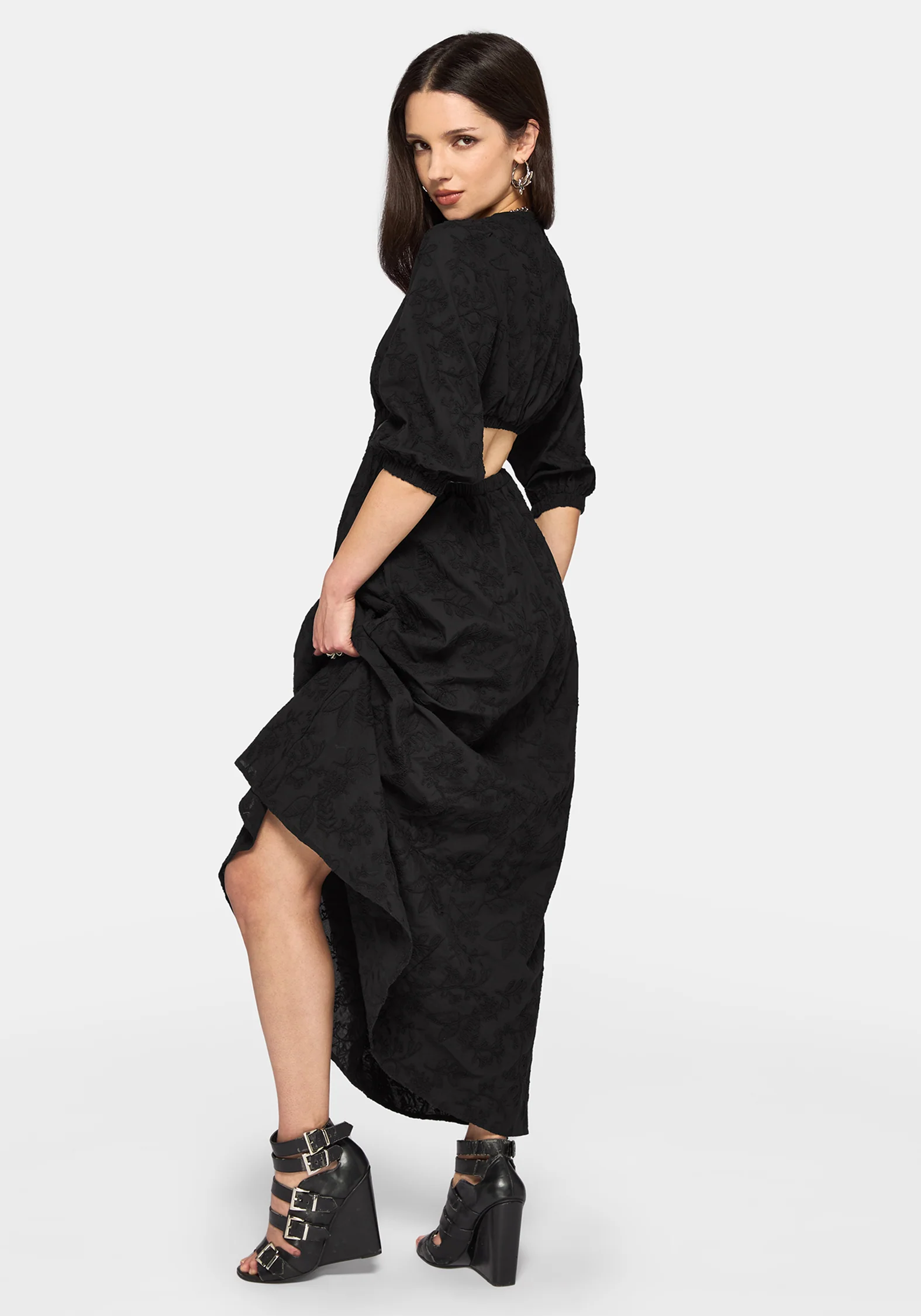 Lila Broderie Cut Out Maxi Dress - Image 3