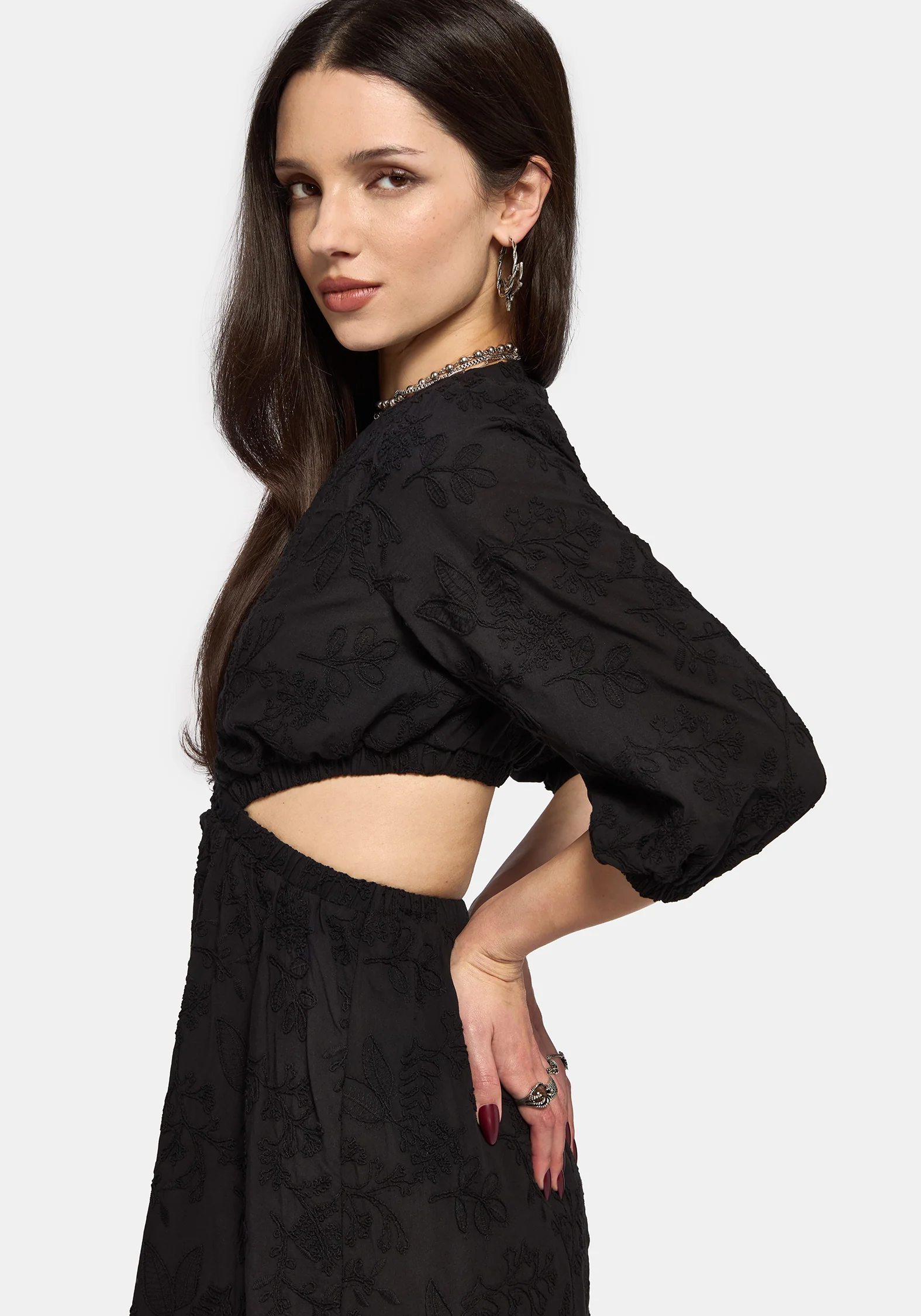 Lila Broderie Cut Out Maxi Dress - Image 4