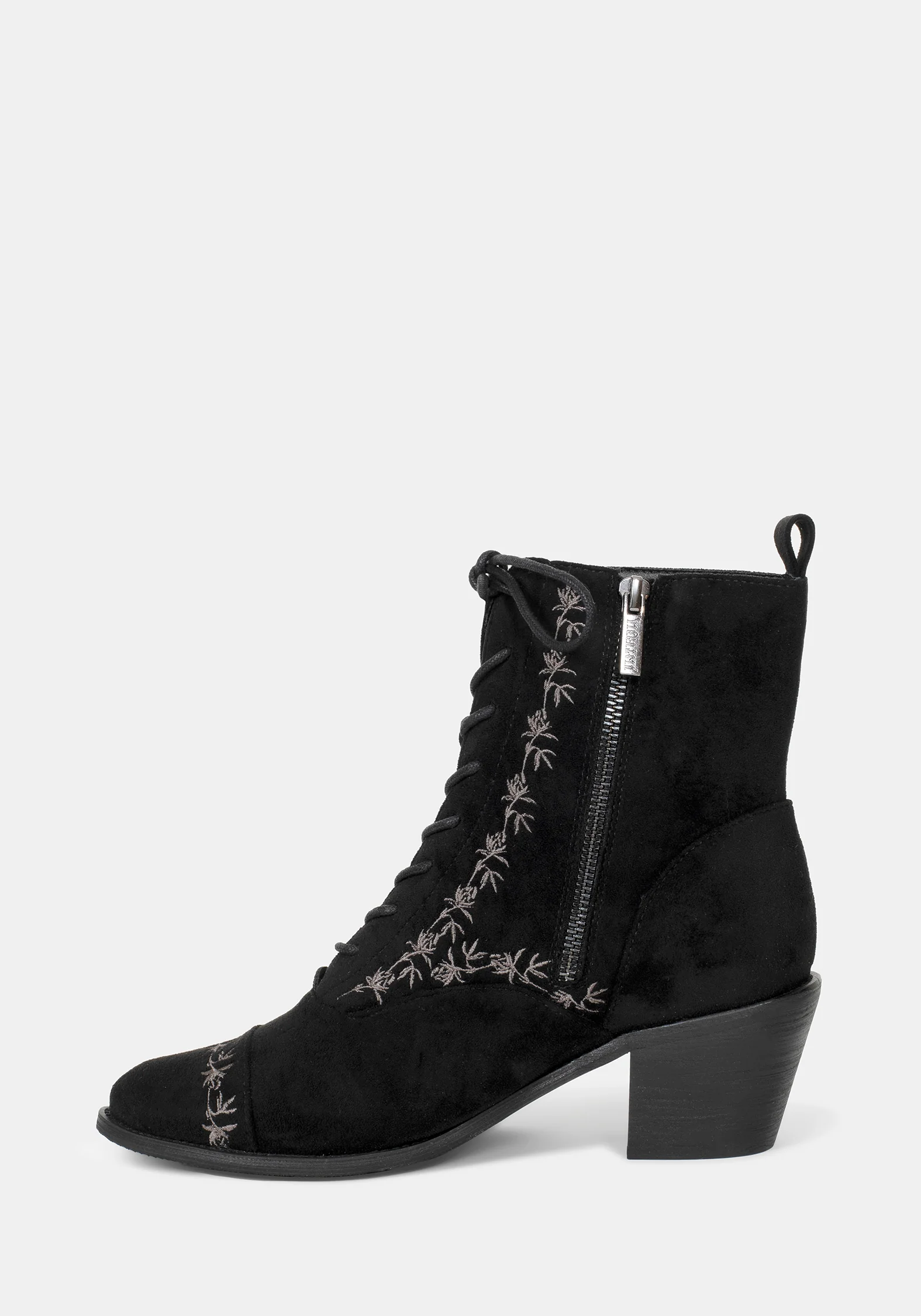 Lilith Suedette Embroidered Boots - Black - Image 3