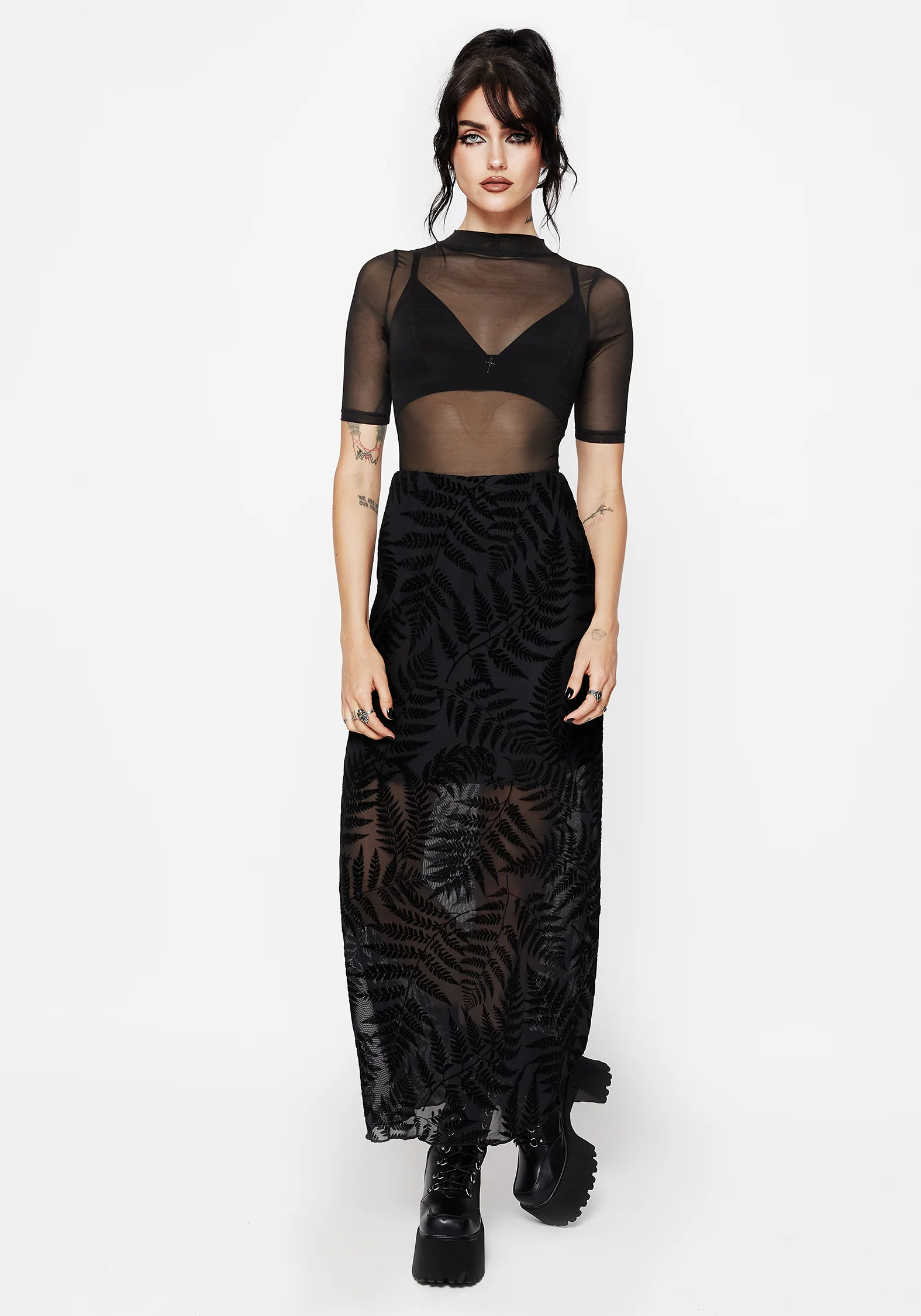 Lunafern Mesh Fern Leaf Midaxi Skirt - Image 6