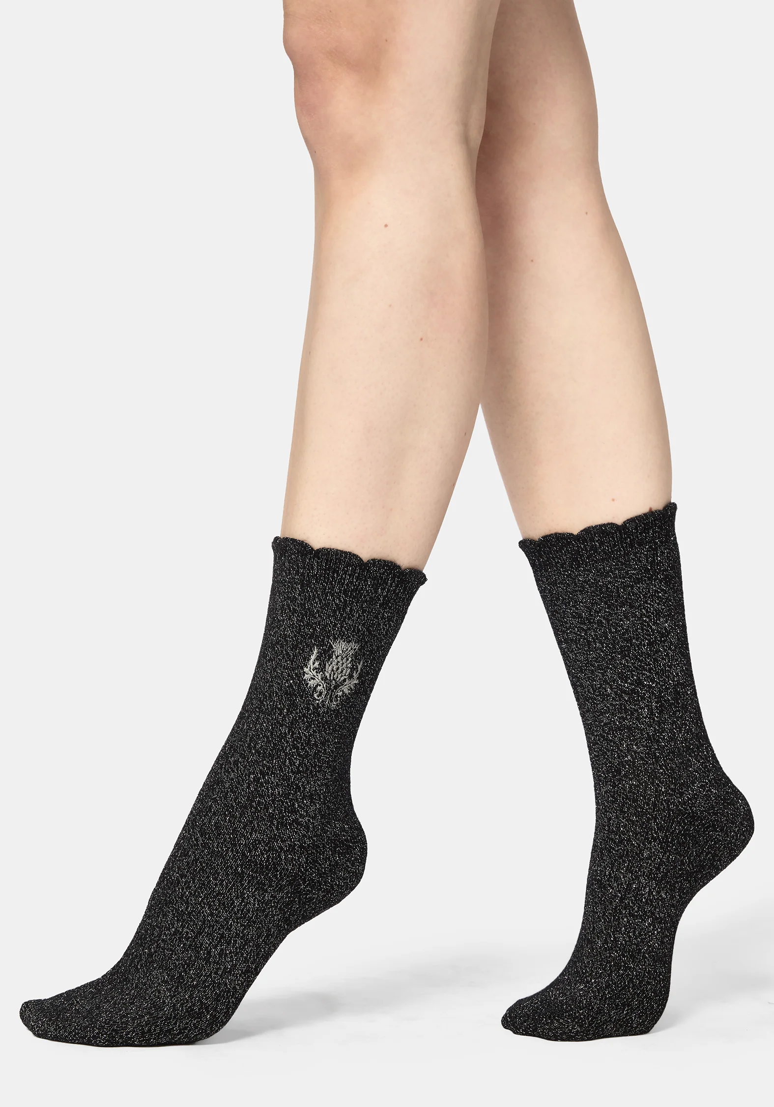Lurex Thistle Embroidered Socks - Image 3