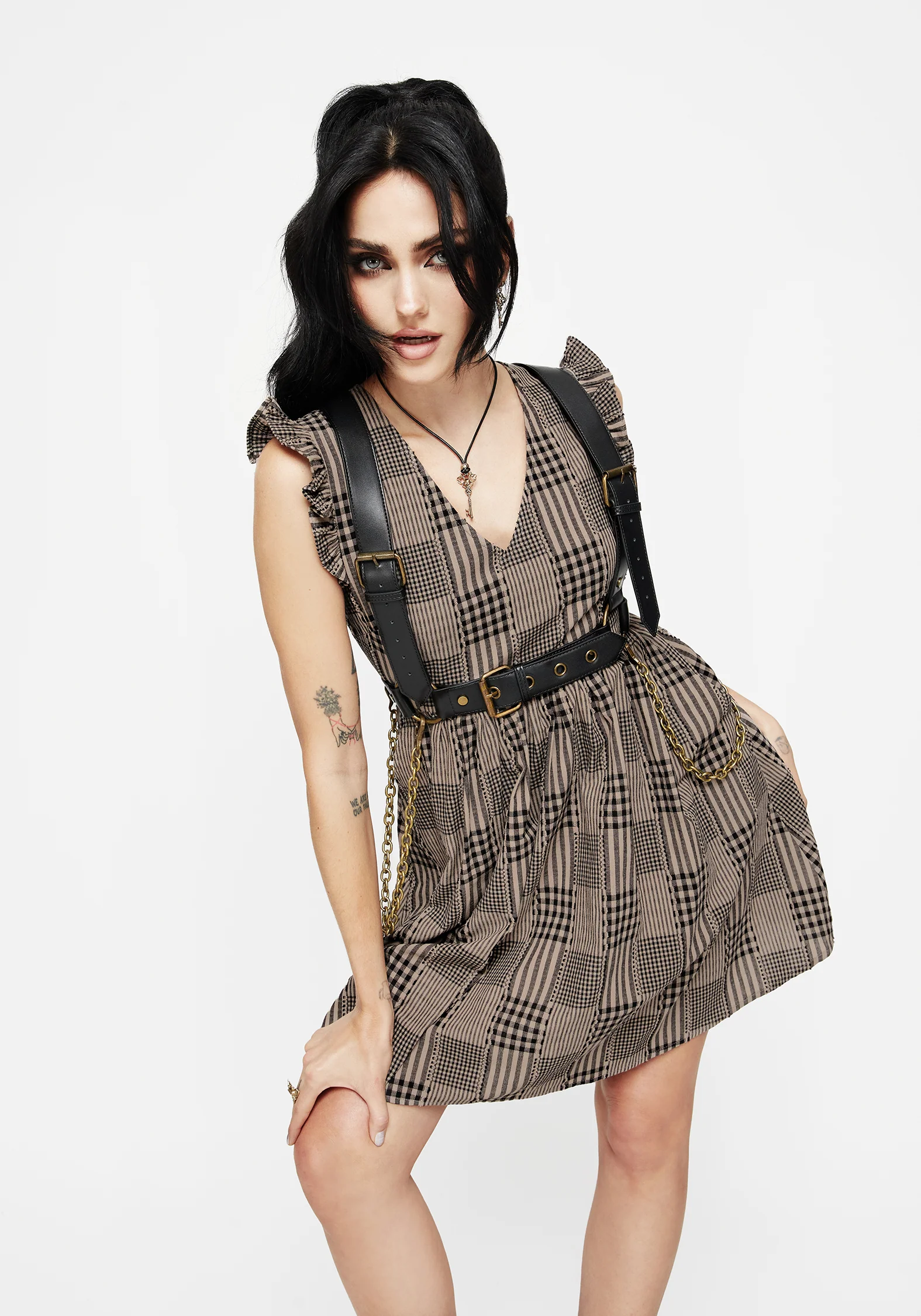 Mabel Check Mini Skater Dress - Image 5