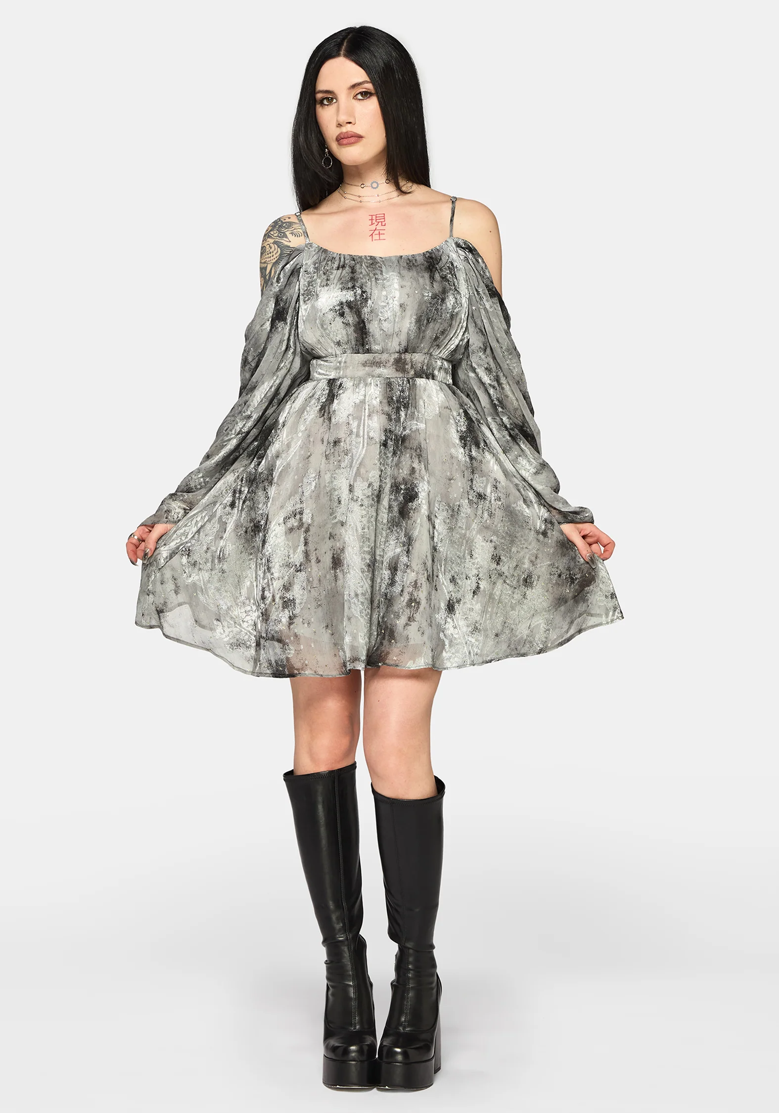 Maddie Cold Shoulder Blouson Mini Dress - Image 5