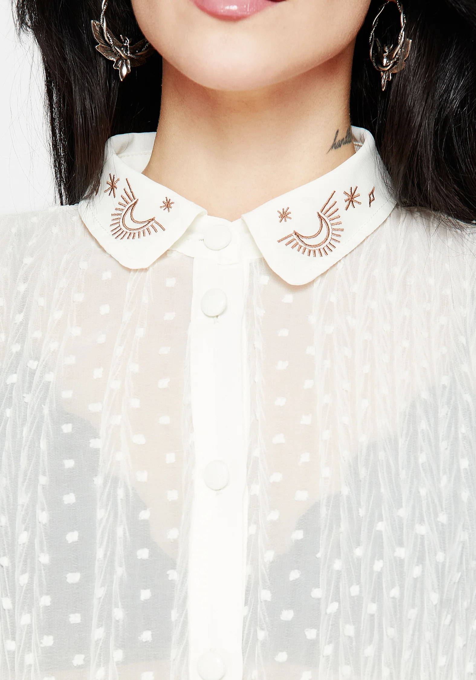 Madeleine Embroidered Chiffon Blouse Top - Image 2