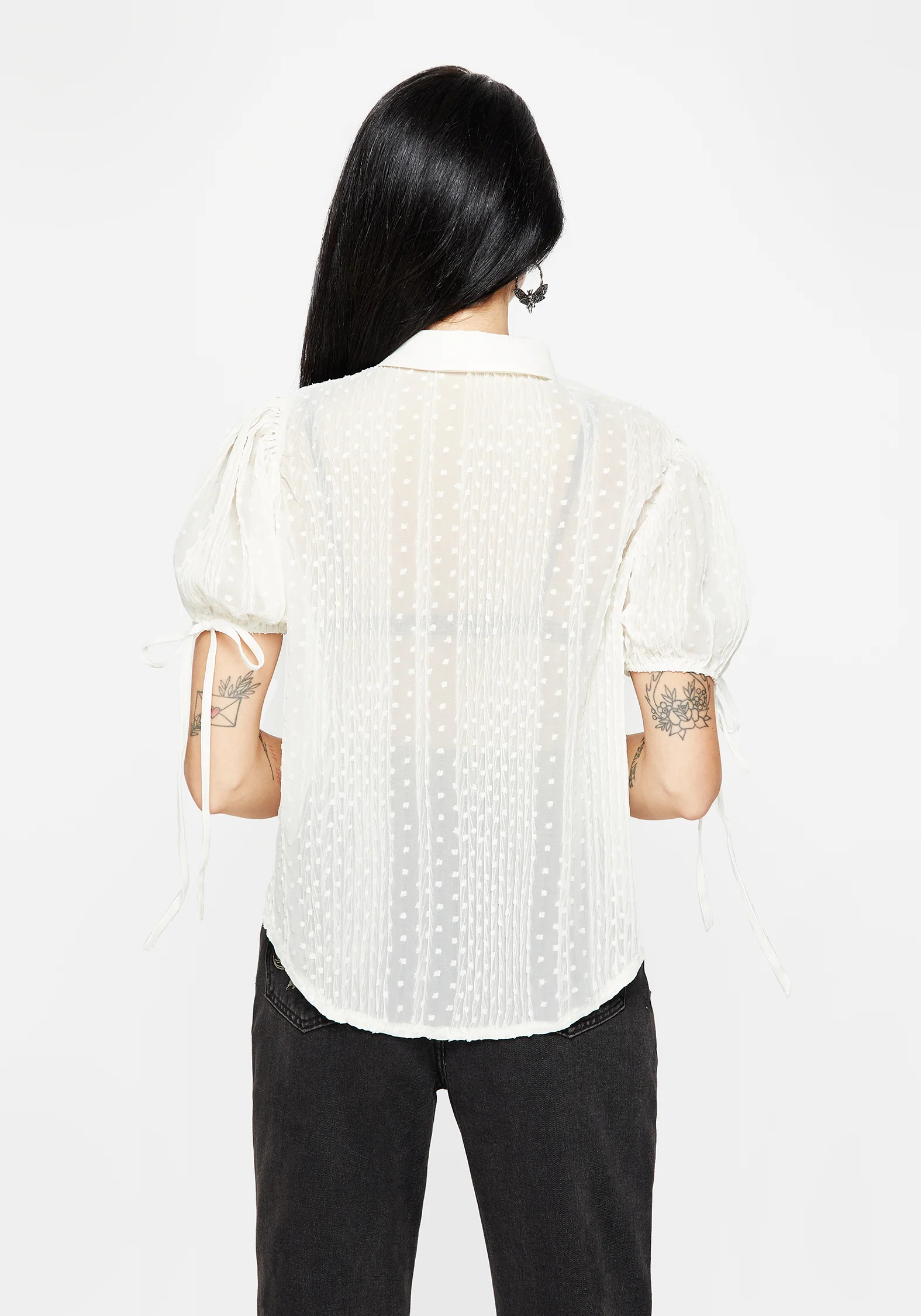 Madeleine Embroidered Chiffon Blouse Top - Image 3