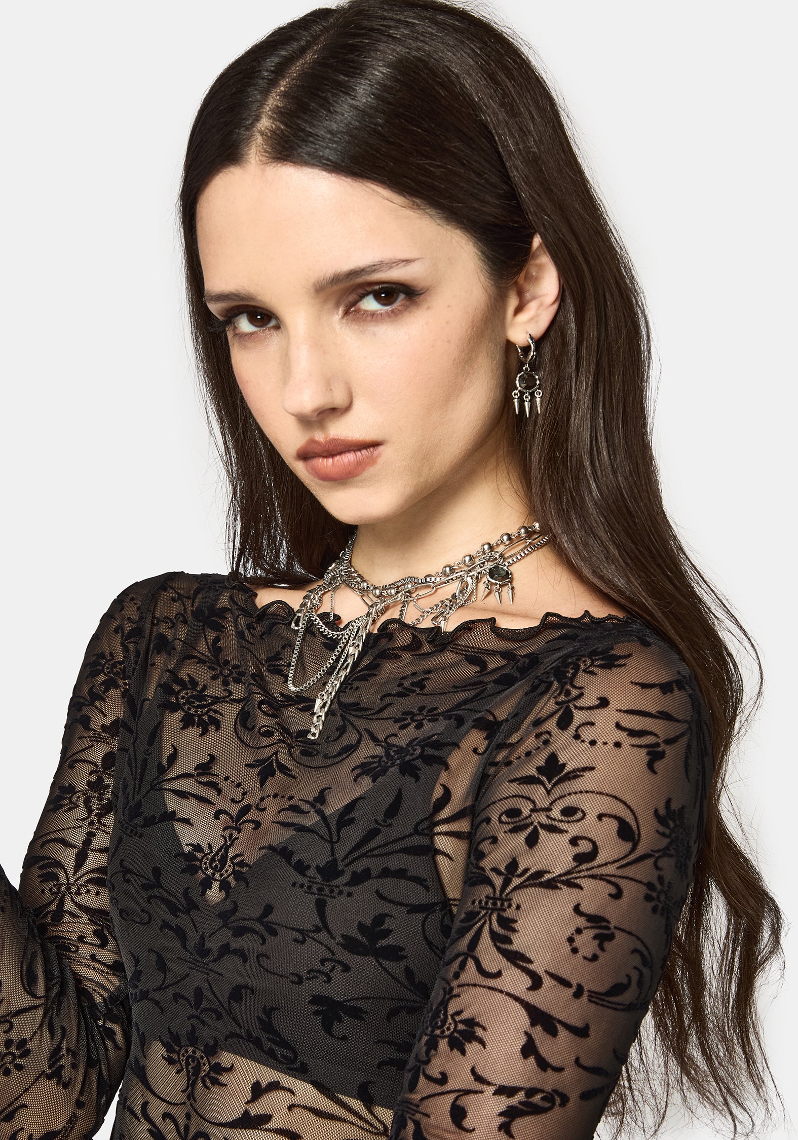 Mae Flock Slash Neck Bodysuit - Image 4