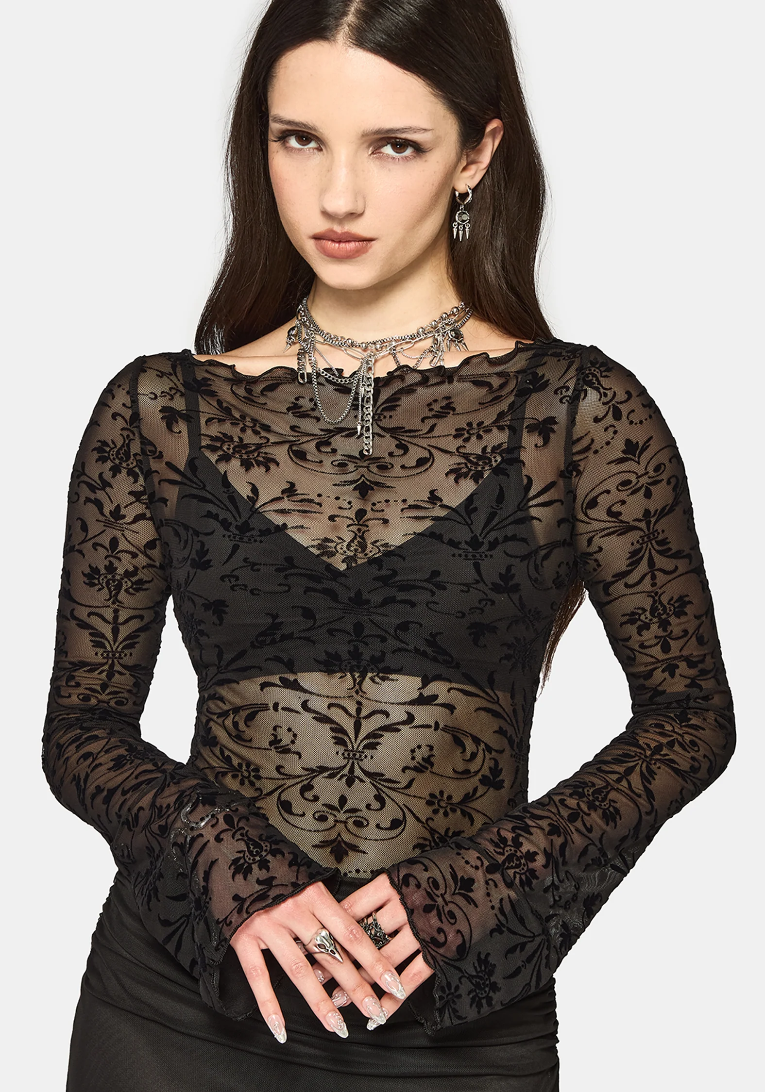 Mae Flock Slash Neck Bodysuit - Image 5