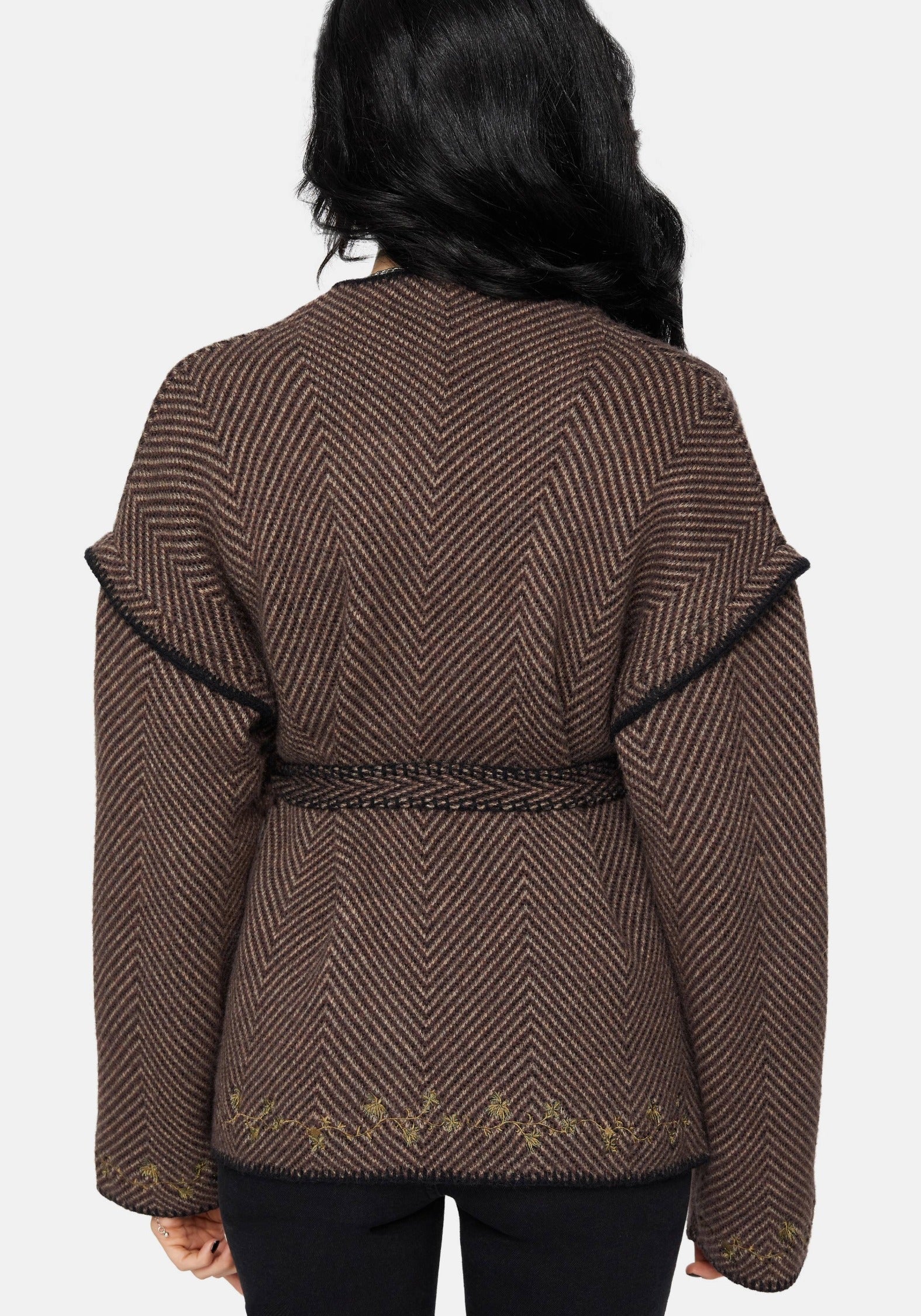 Maraea Belted Herringbone Coatigan - Image 4