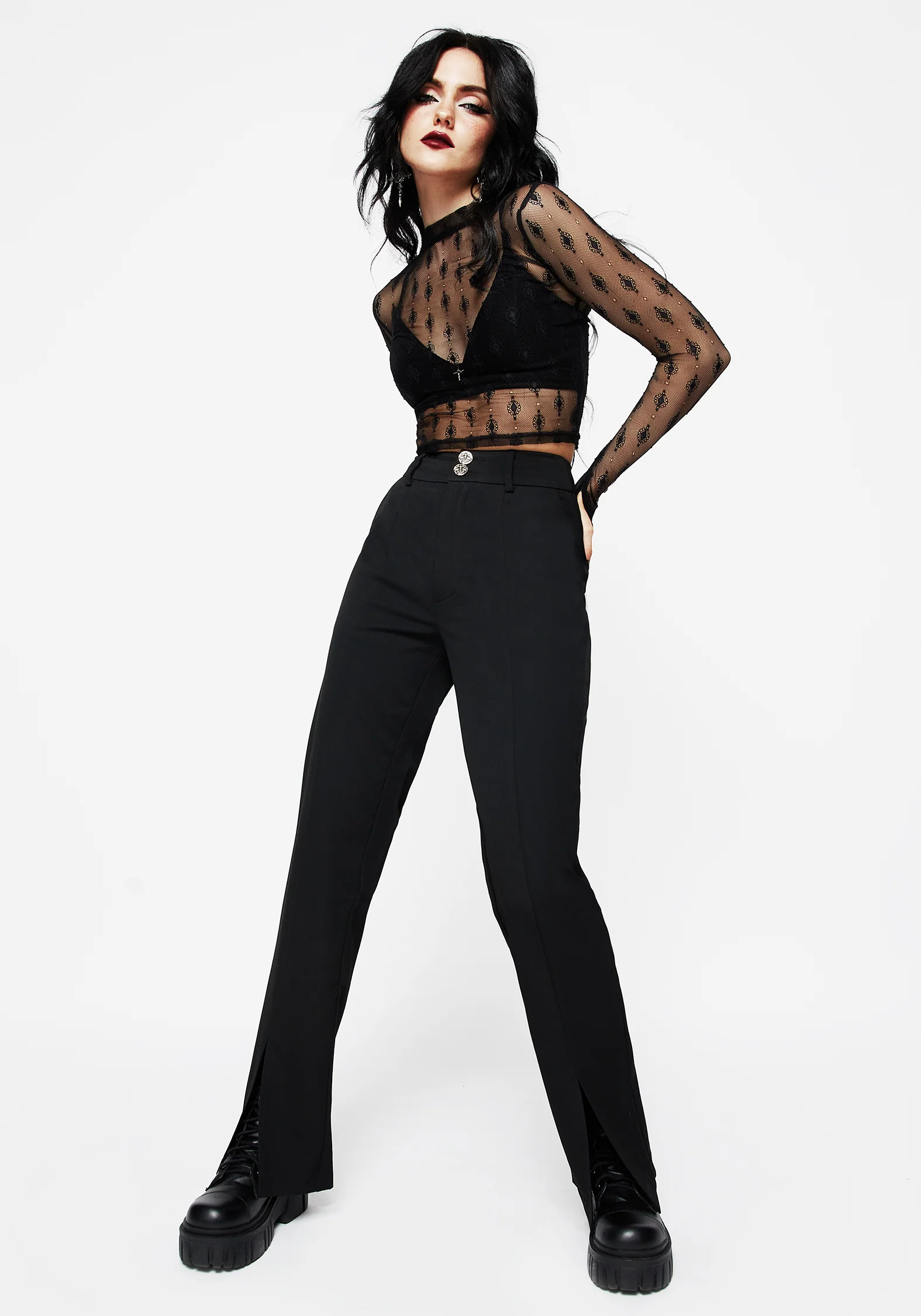 Marian Front Split Straight Leg Tailored Trousers - Image 6