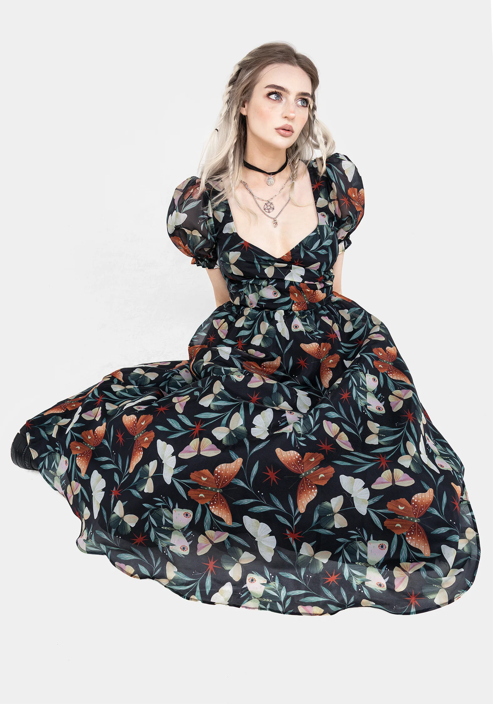 Mariposa Puff Sleeve Organza Midi Dress - Image 4