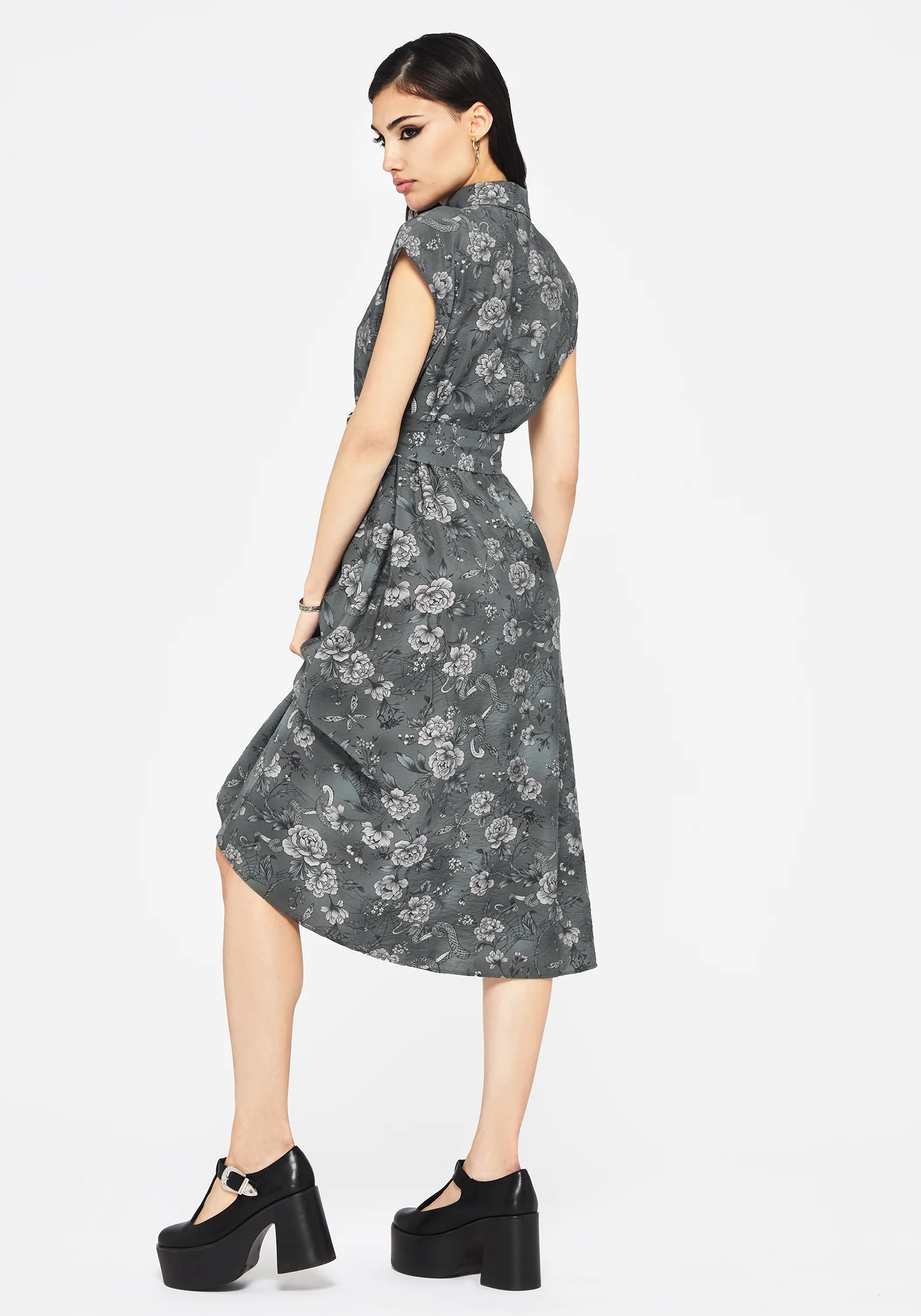 Meadow Floral Serpent Print Midi Shirt Dress - Image 3
