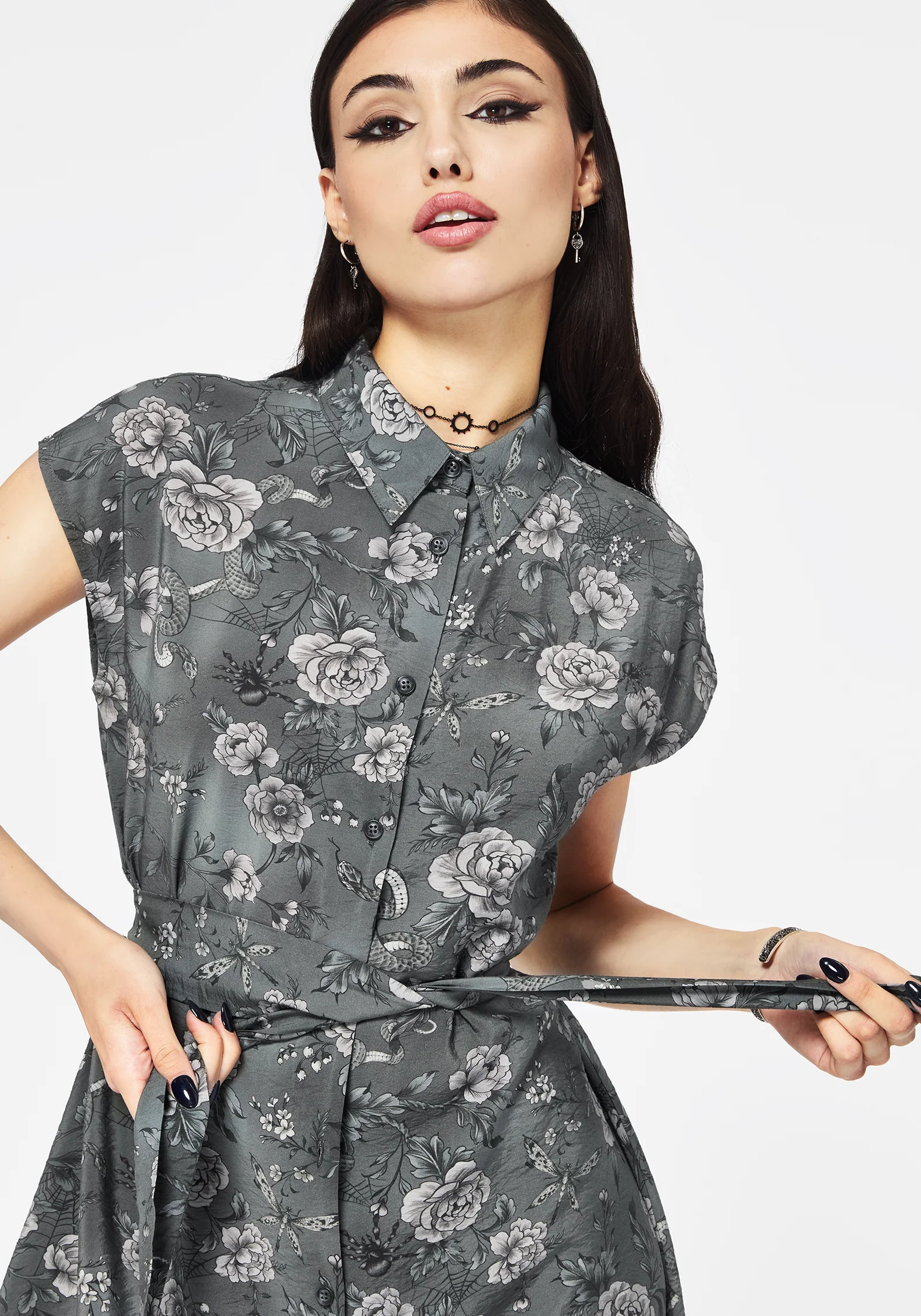 Meadow Floral Serpent Print Midi Shirt Dress - Image 5