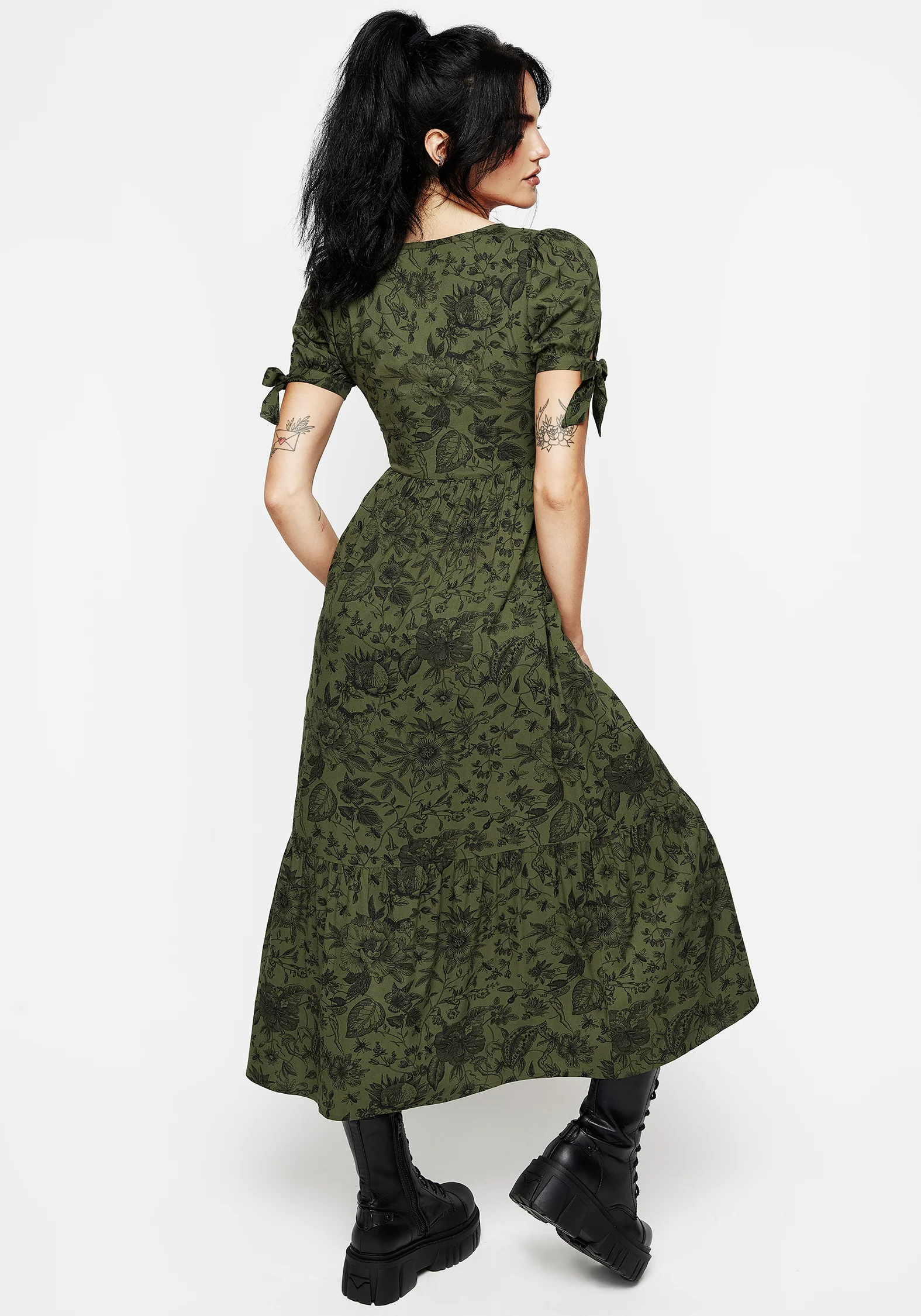 Meadowflowers Floral Print Button Up Tiered Midaxi Dress - Image 3