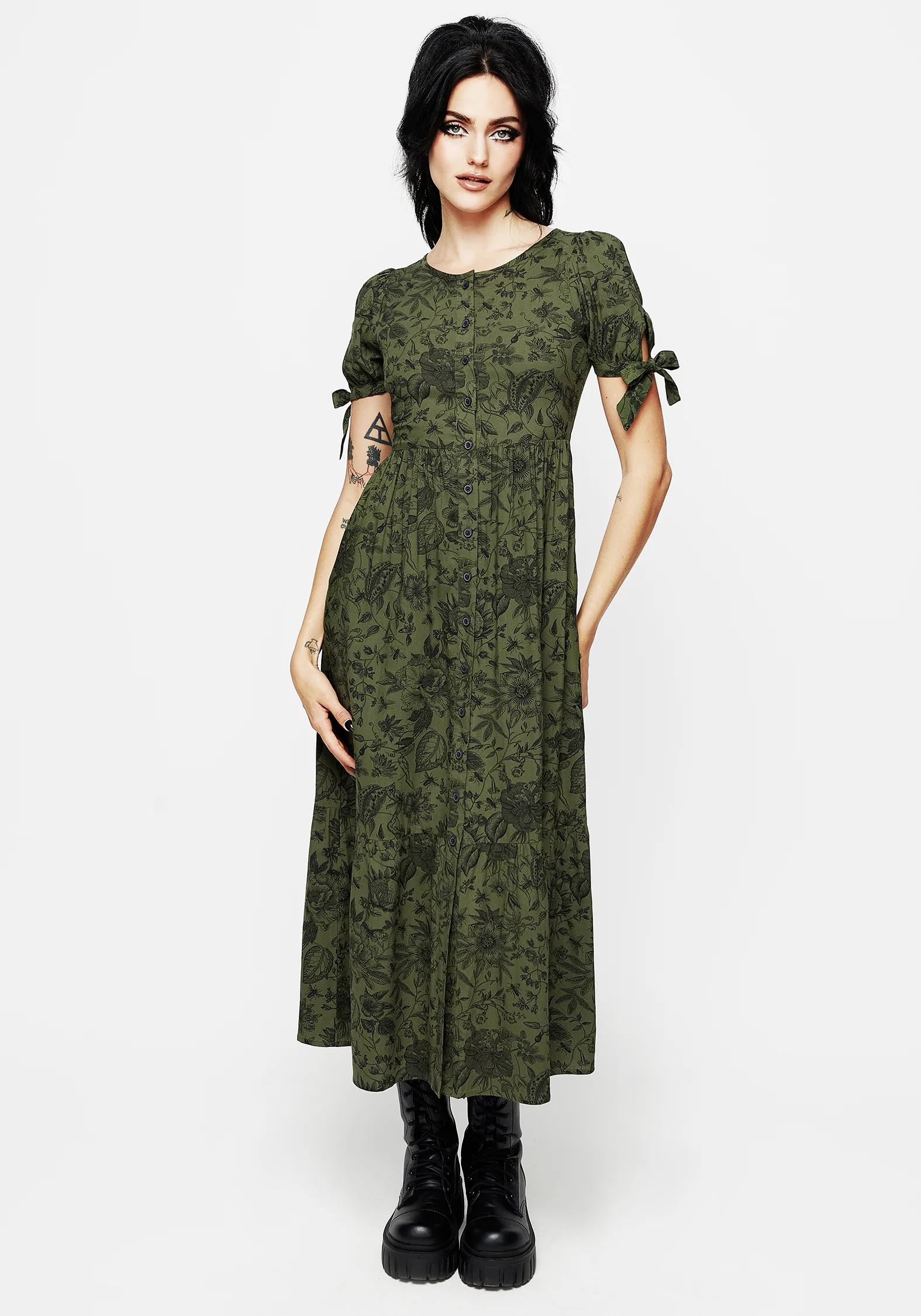 Meadowflowers Floral Print Button Up Tiered Midaxi Dress - Image 7