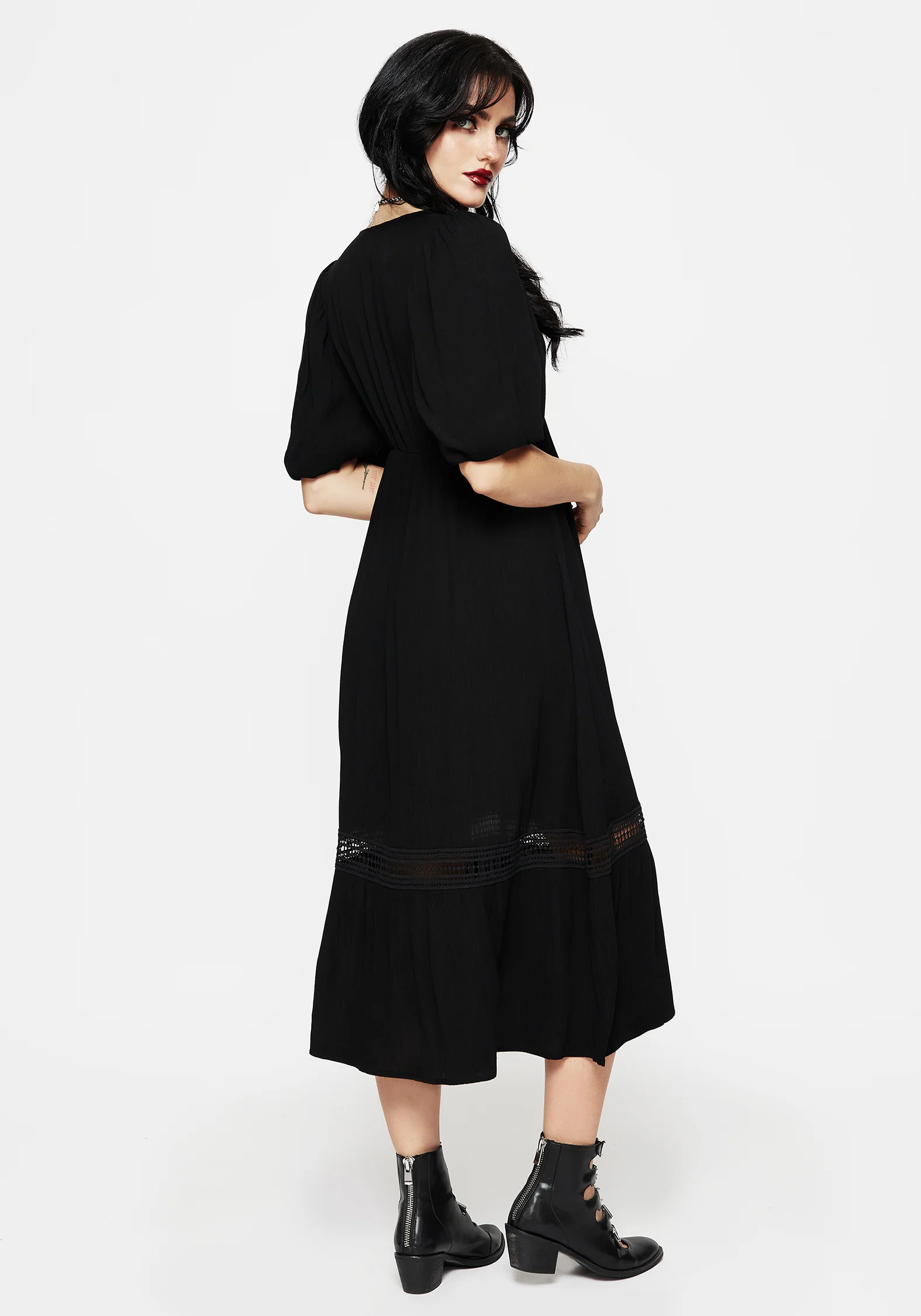 Mirage Lace Insert Puff Sleeve Maxi Dress - Image 3