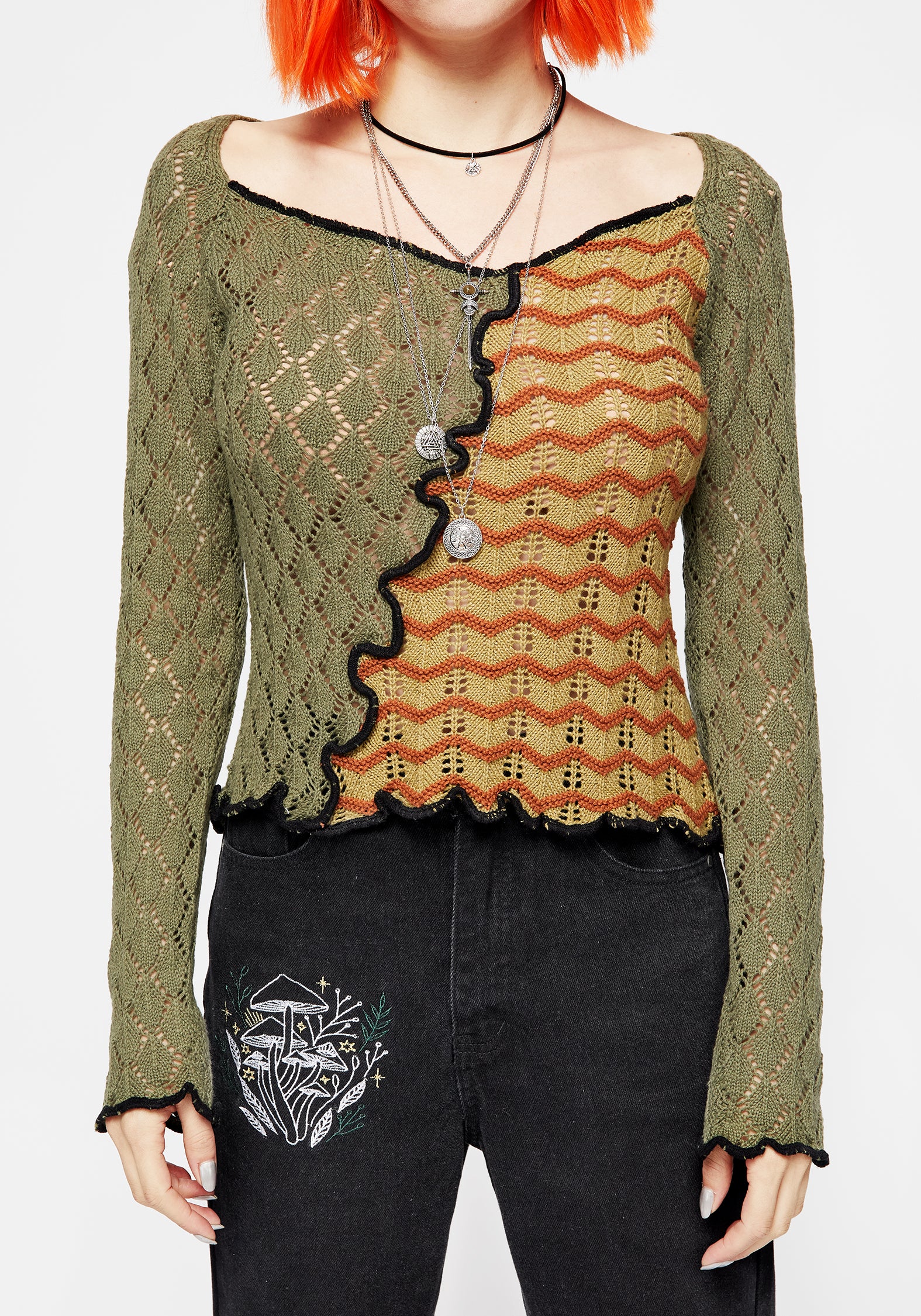 Mixed Feelings Patchwork Knit Top - Image 7