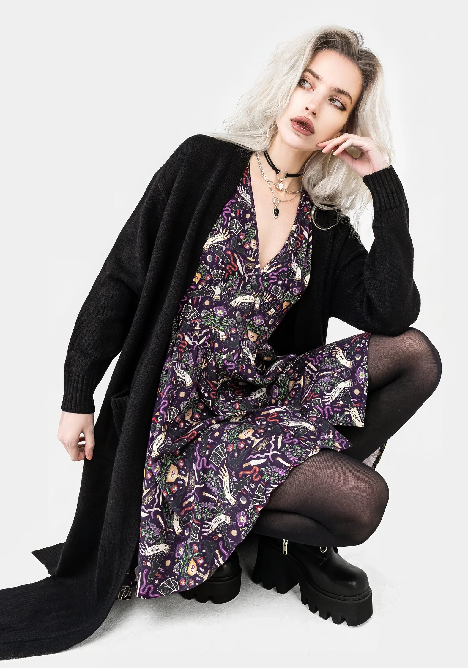 Modern Mystic Button Up Mini Dress - Image 5