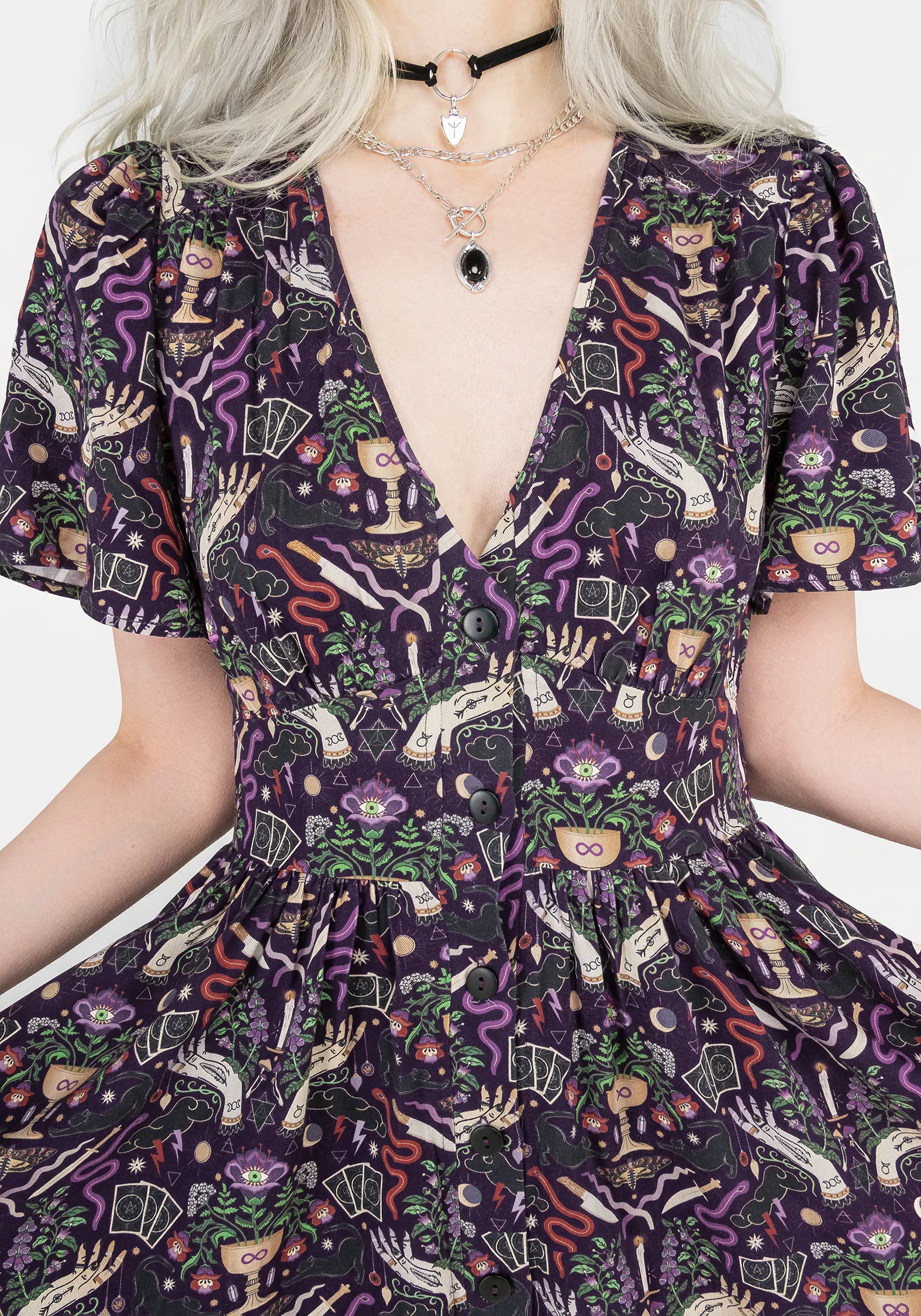 Modern Mystic Button Up Mini Dress - Image 6