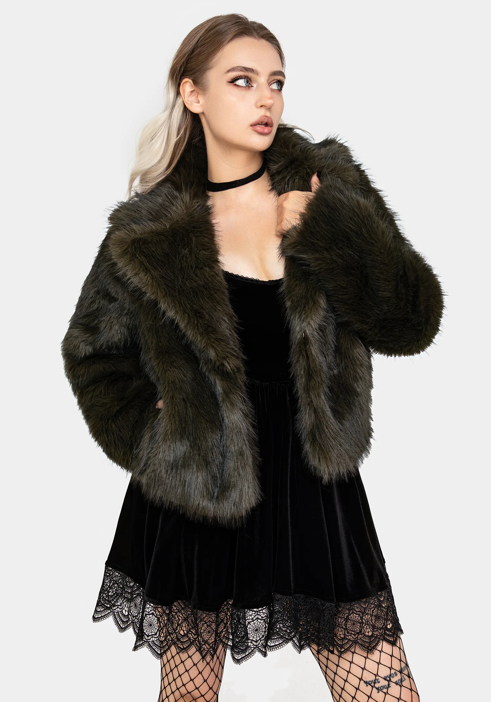 Monstrum Cropped Faux Fur Jacket - Image 2