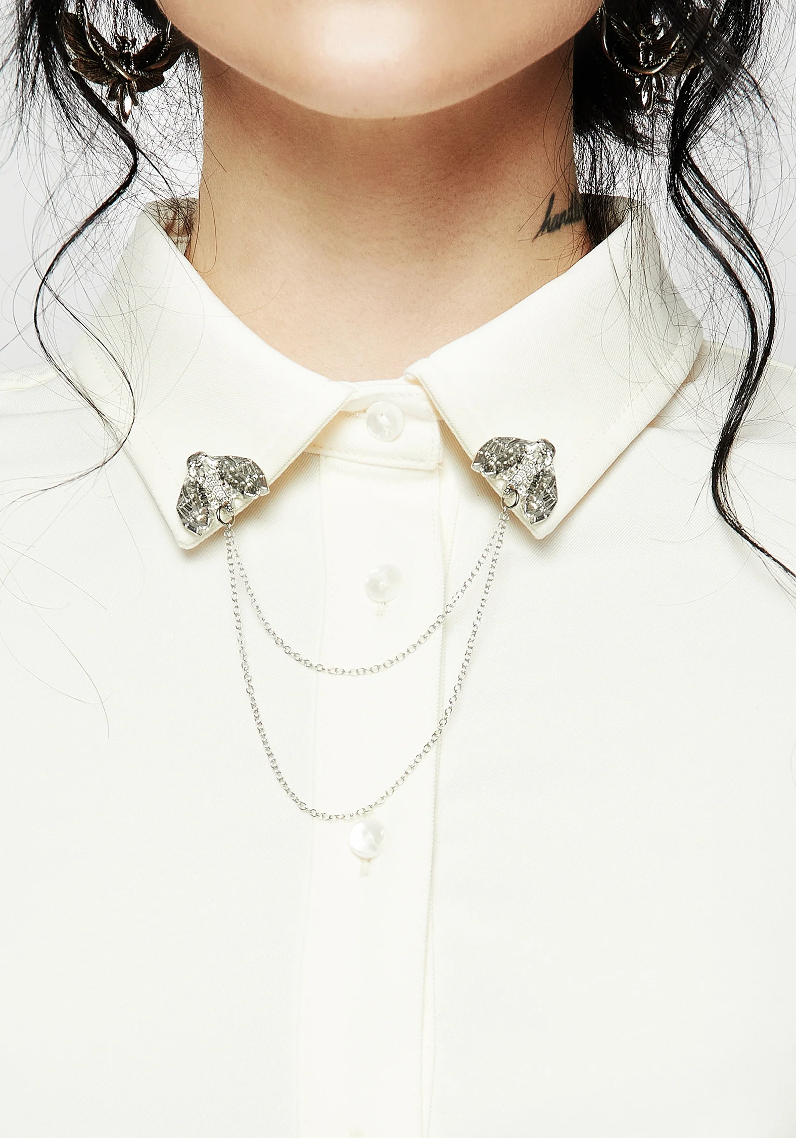 Mortmoth Chain Collared Crop Shirt - Image 2