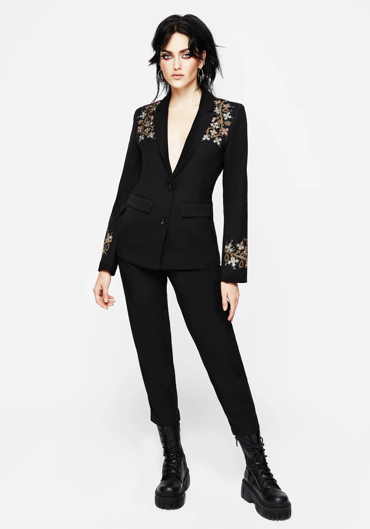 Nasturtium Floral Embroidered Relaxed Blazer - Image 4