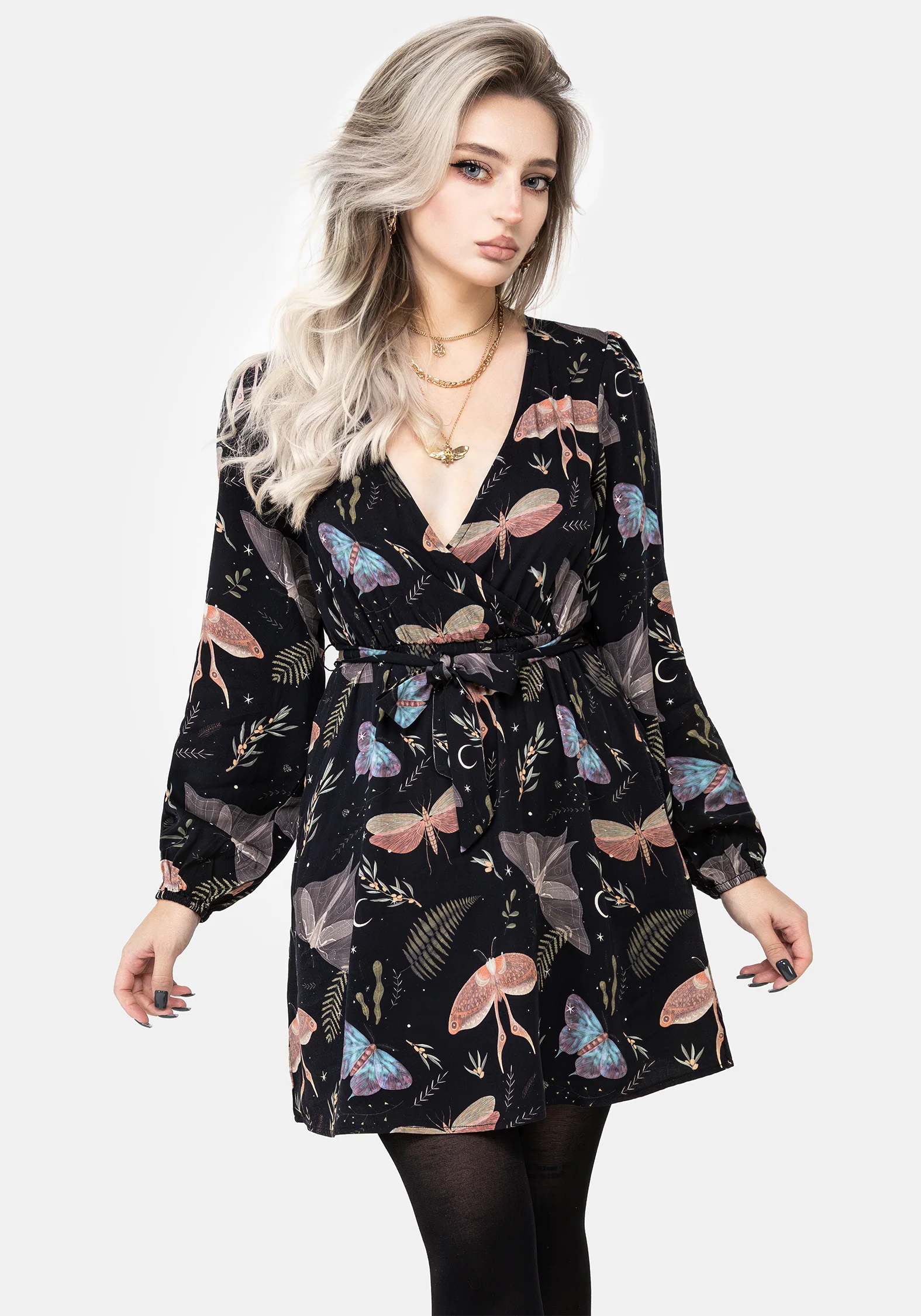 Nightmoth Mini Wrap Dress - Image 7