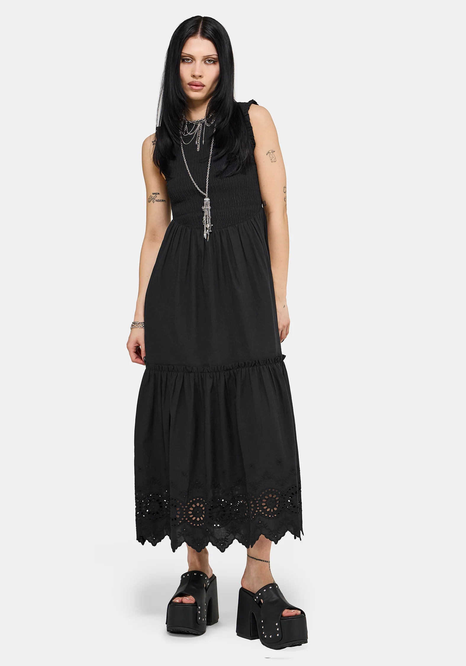 Noirette Broderie Midi Dress