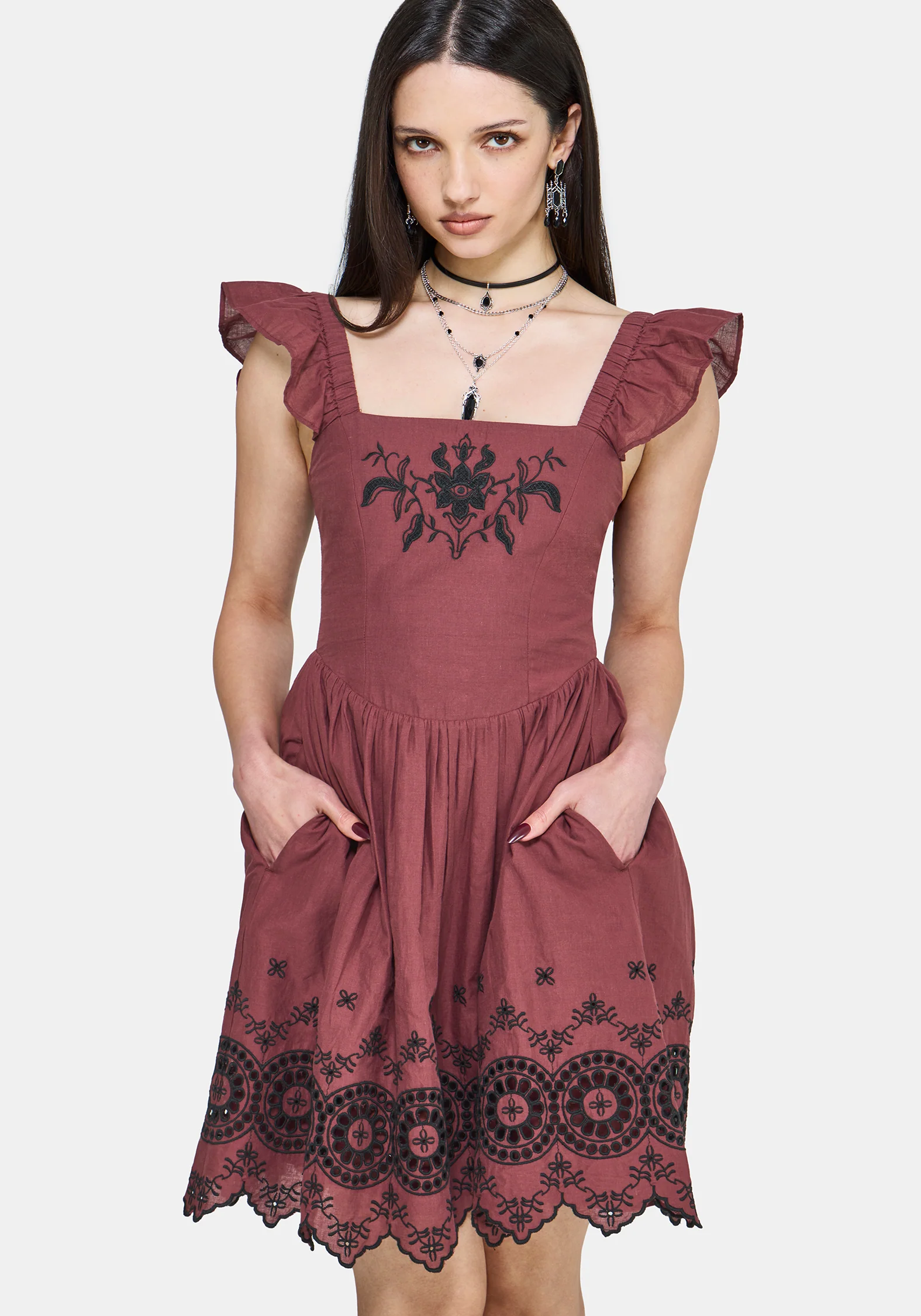 Noirette Broderie Mini Dress - Image 3