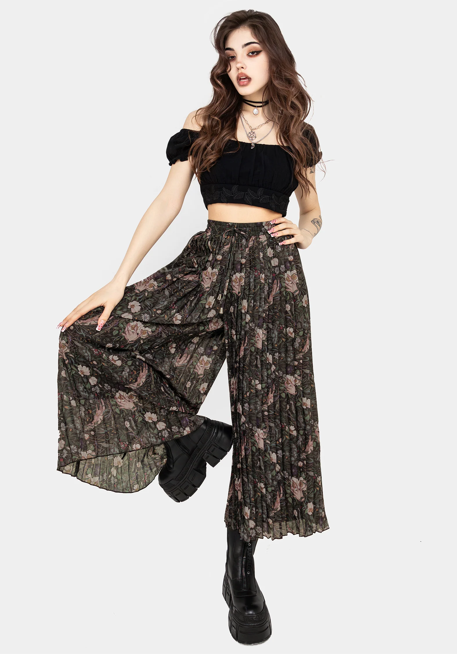Ophelia Pleated Chiffon Culottes - Image 5