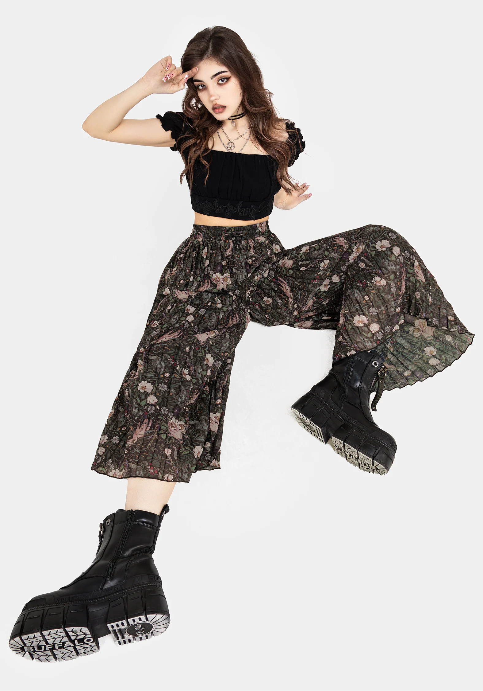 Ophelia Pleated Chiffon Culottes - Image 6