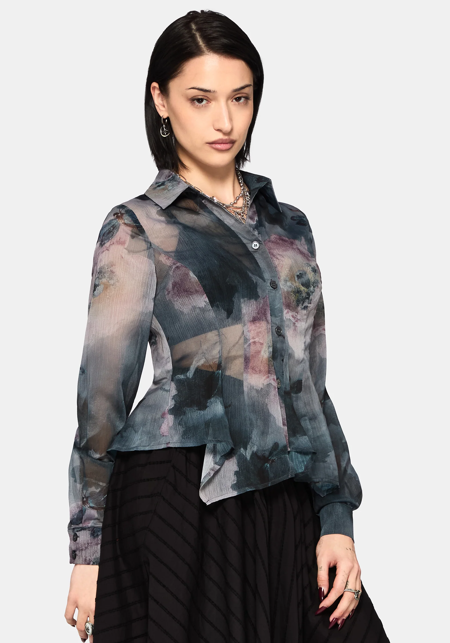 Ophelie Chiffon Printed Cinch Shirt - Image 6