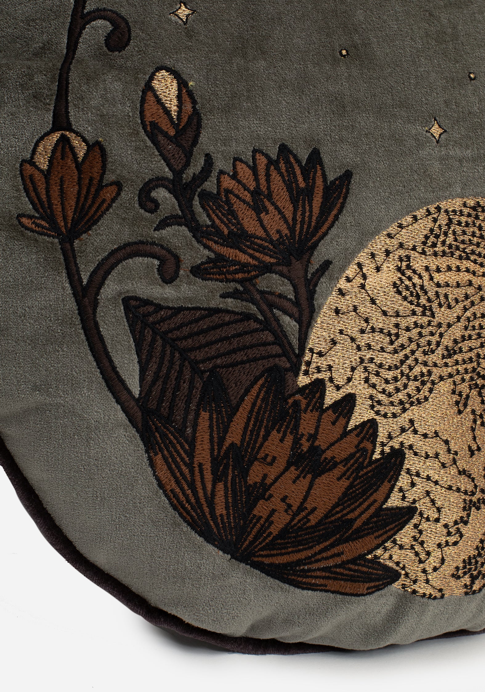 Opora Embroidered Floral Moon Round Cushion - Image 3