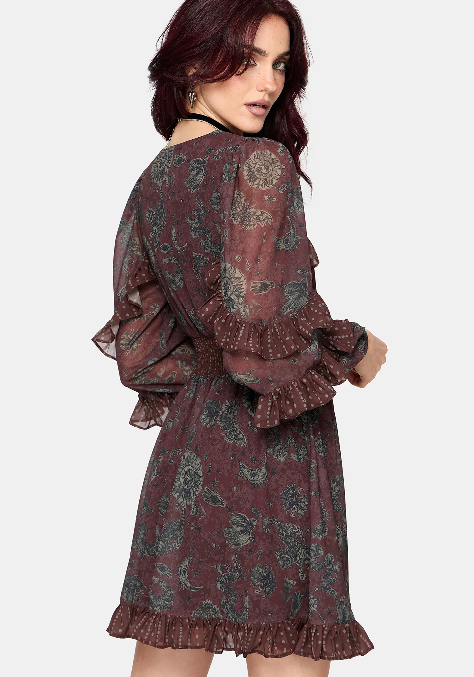 Pact Paisley Frill Sleeve Mini Dress - Image 3