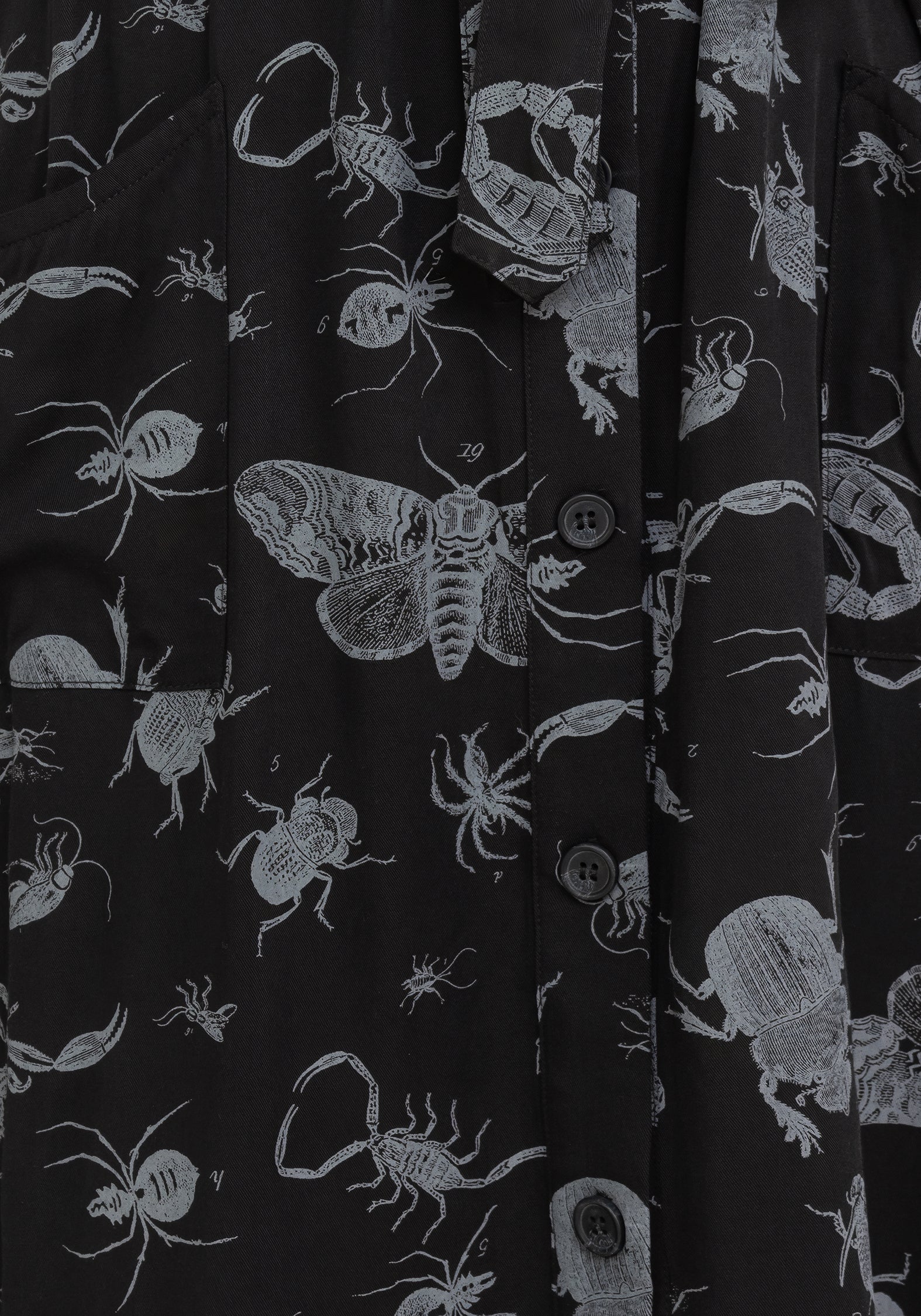 Parasite Bugs Short Sleeve Midi Shirt Dress - Black - Image 7